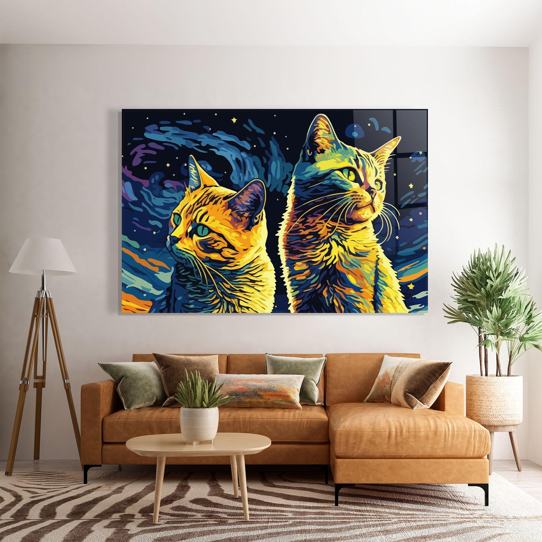 Glasbild Cat Painting mockup 7