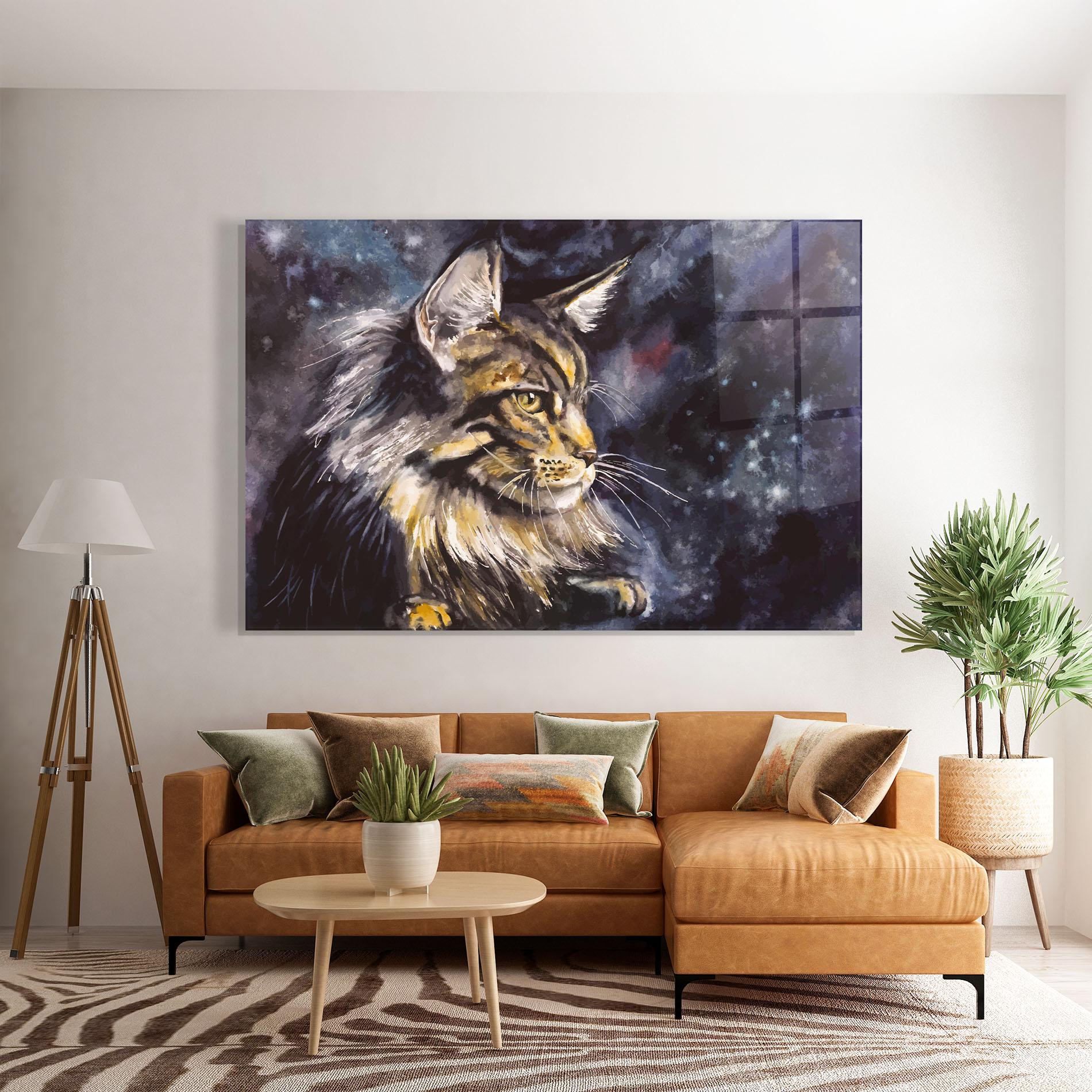 Glasbild Cat Watercolor Art mockup 7