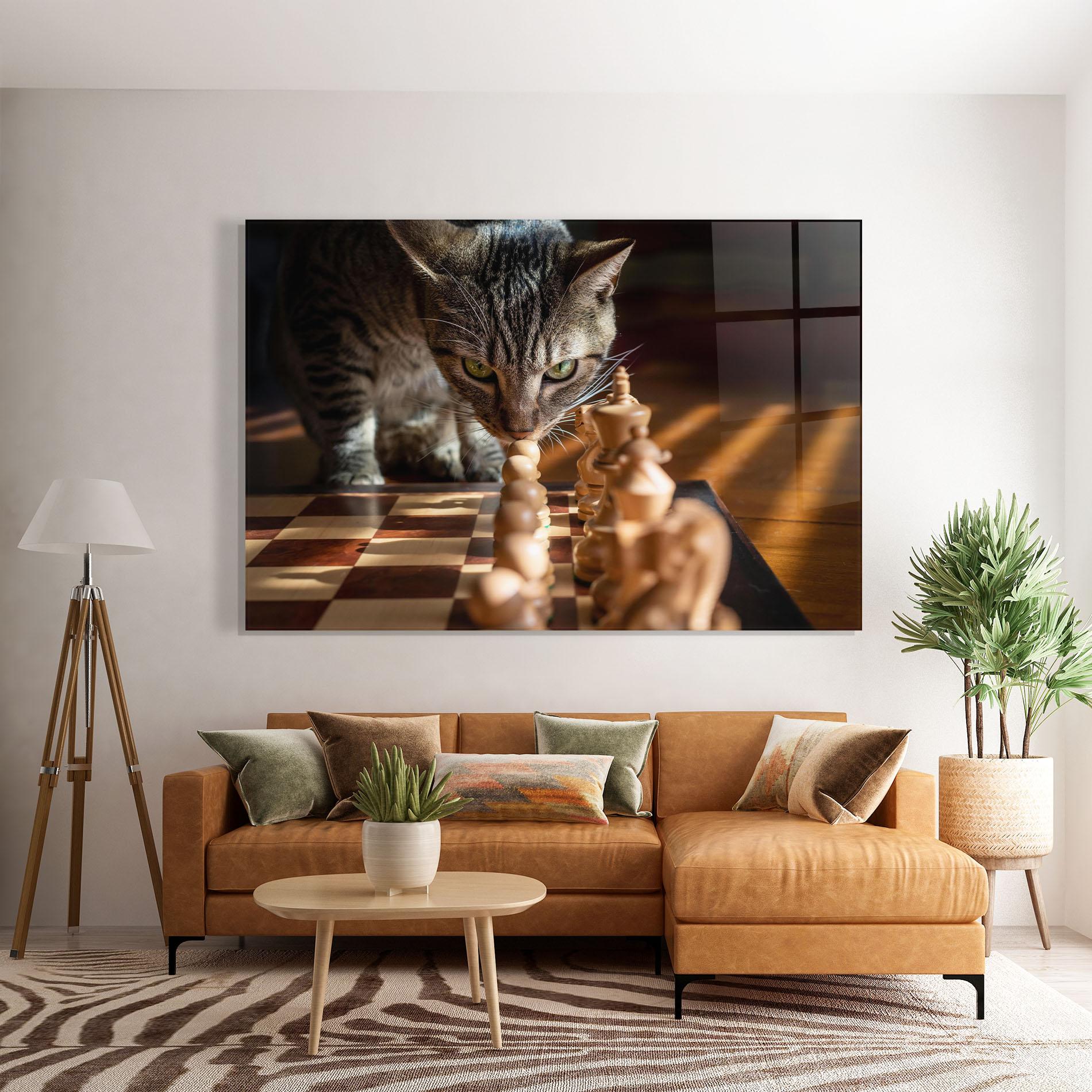 Glasbild Chess Cat mockup 7