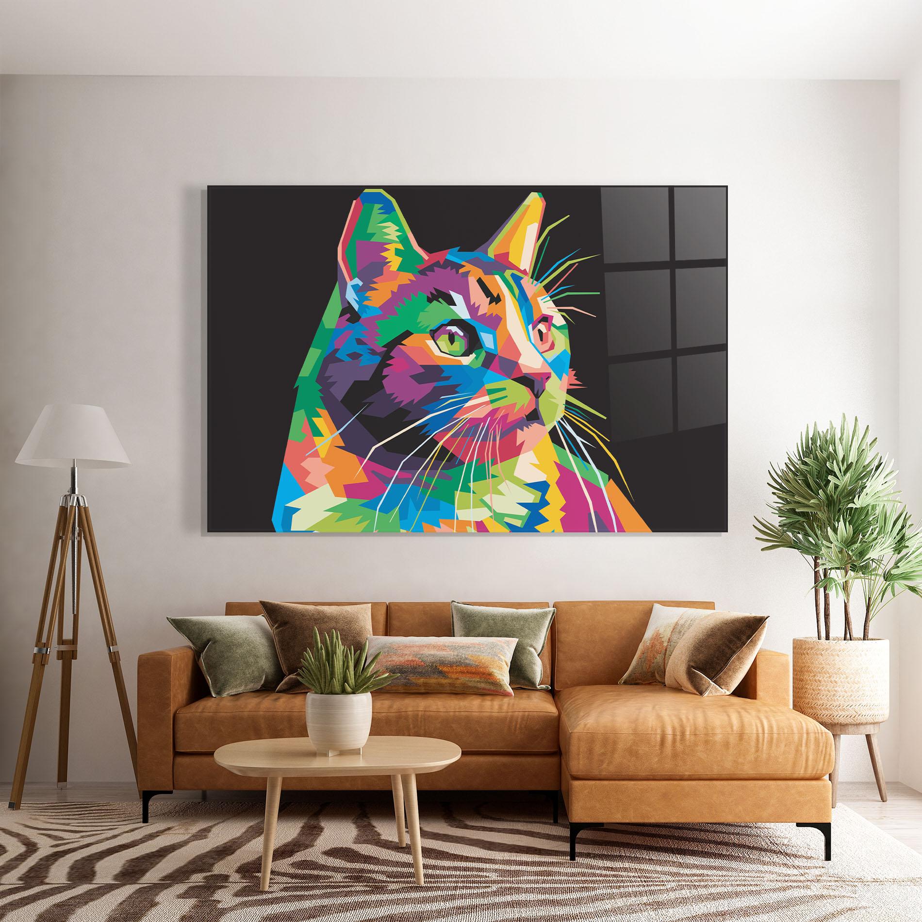 Glasbild Color Mix Cat mockup 7