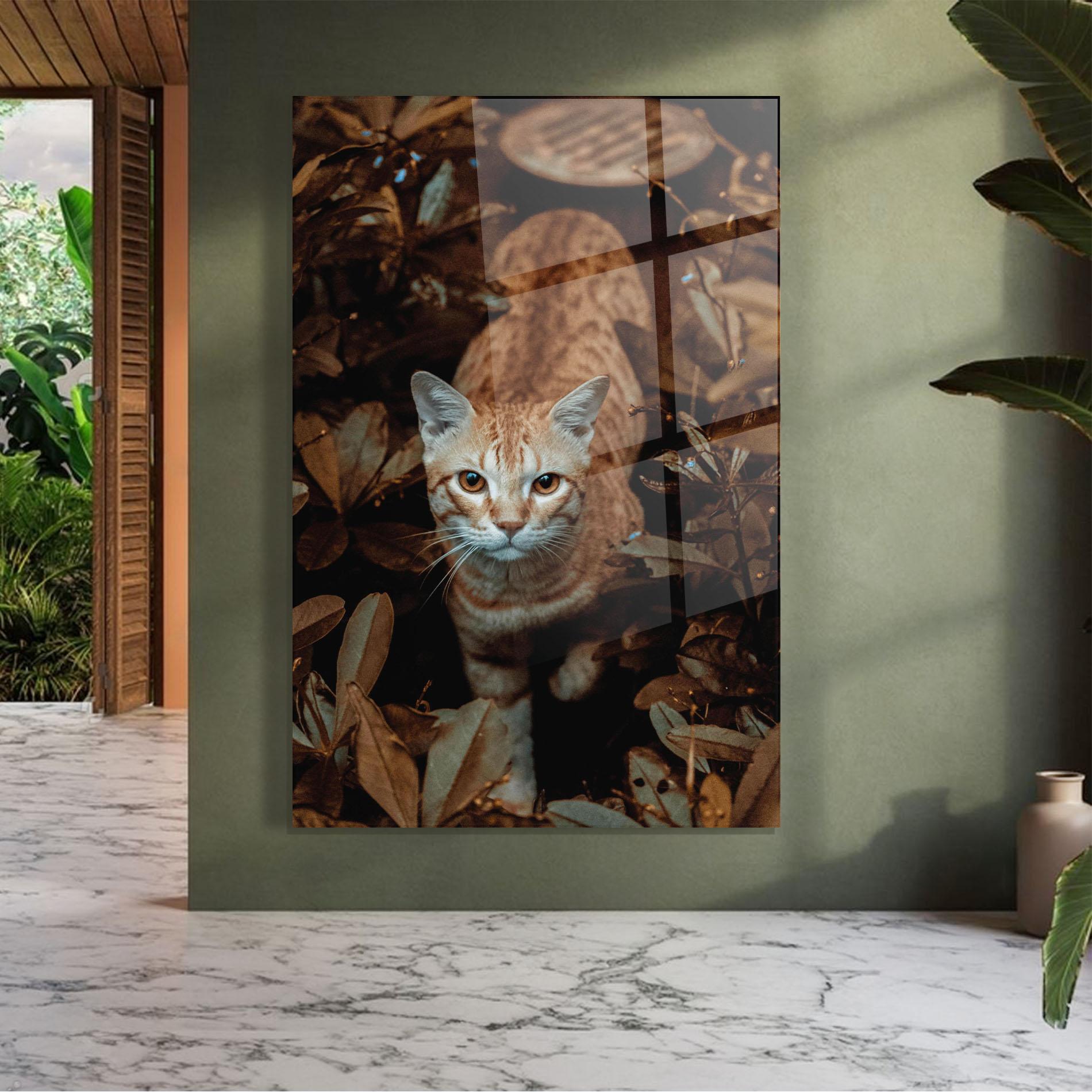 Glasbild Autumn Orange Cat mockup 7