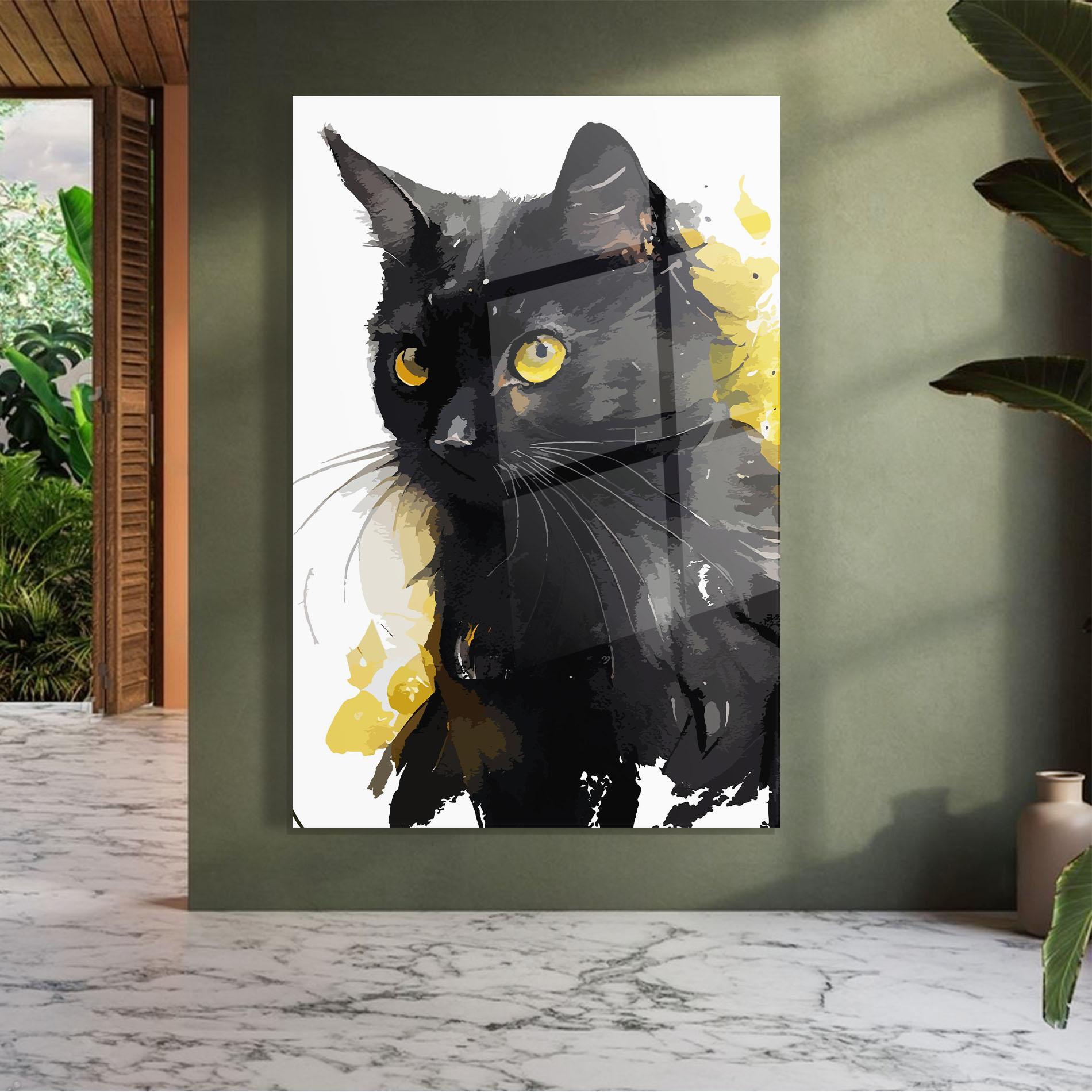 Glasbild Beautiful Black Cat mockup 7