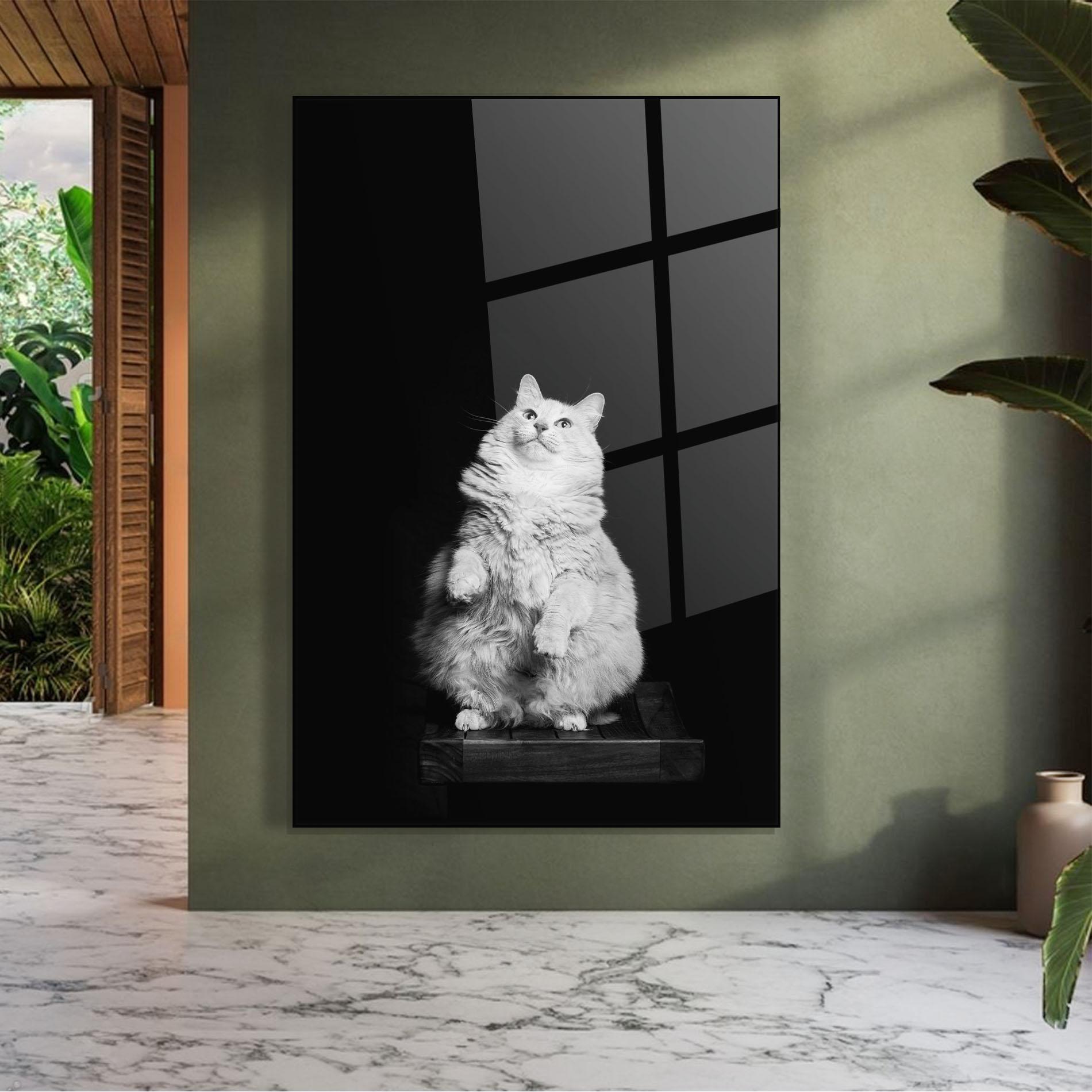 Glasbild Big Fluffy Cat mockup 7