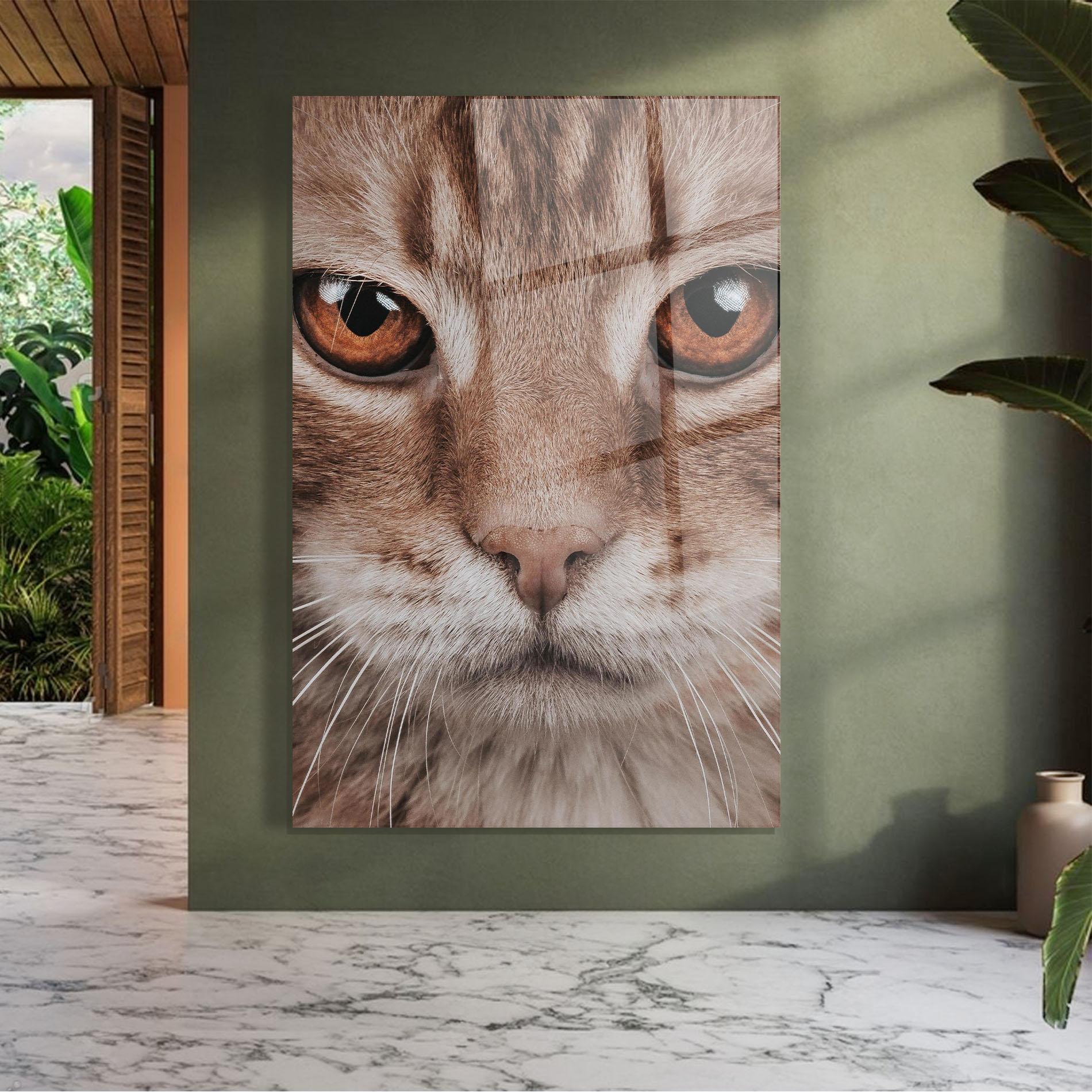 Glasbild Fire Eyes Cat mockup 7