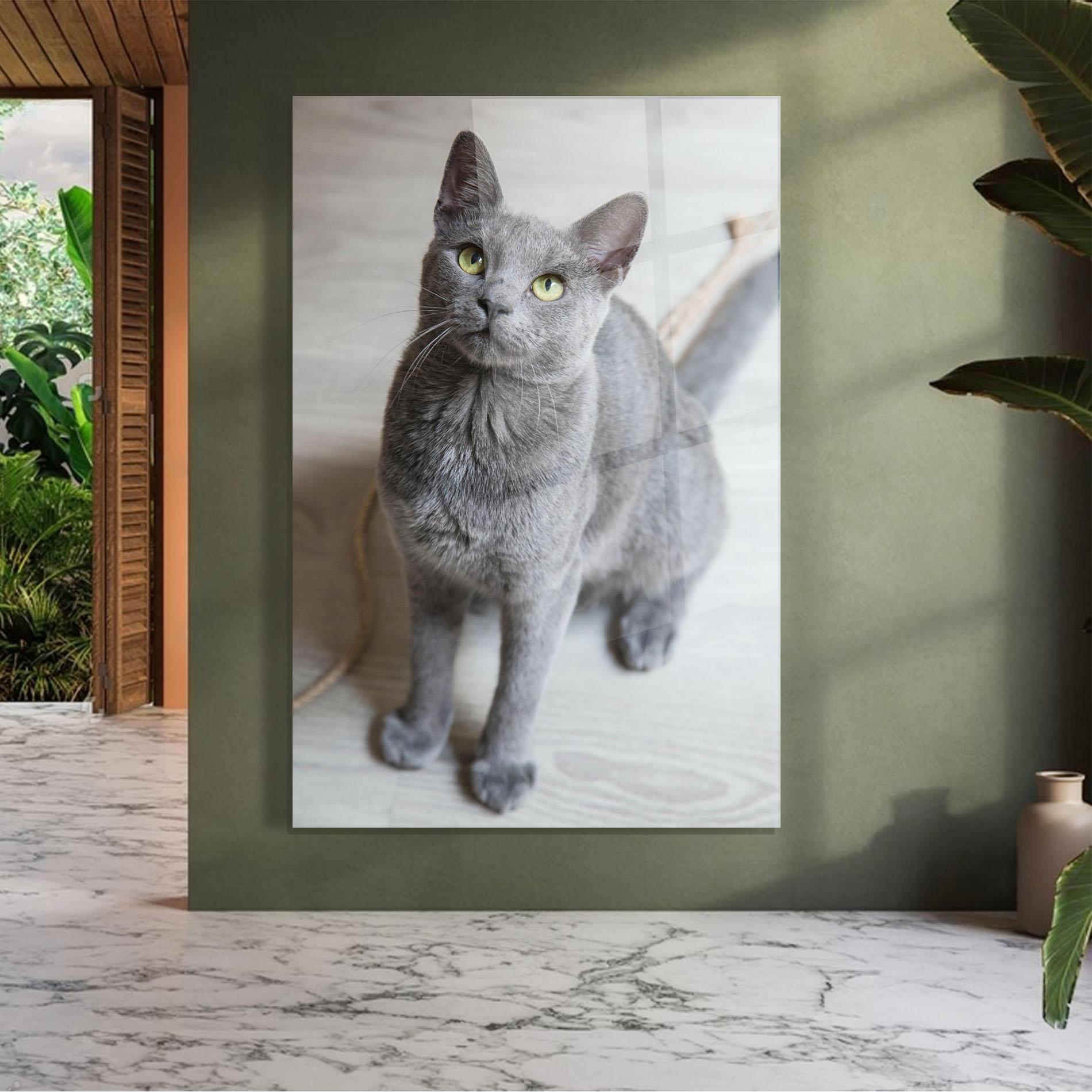 Glasbild Grey Green Cat Eyes mockup 7