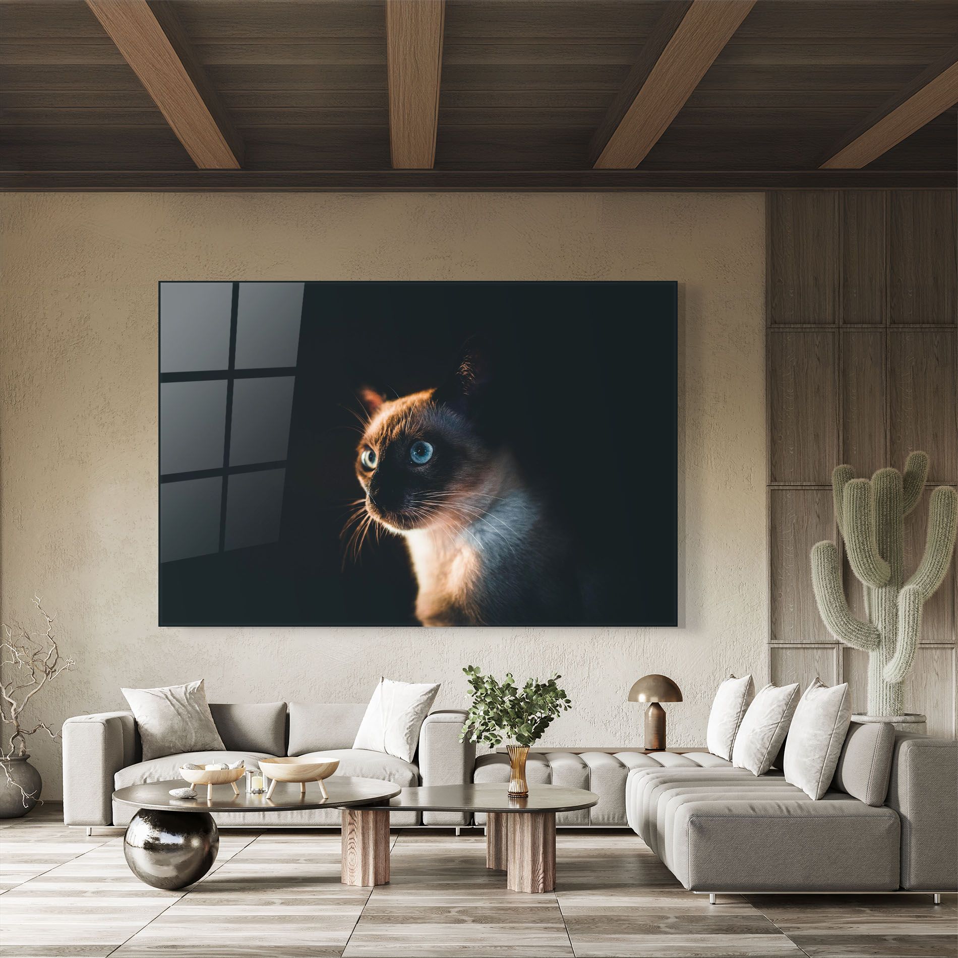 Blue Eyes Cat In Dark mockup 8