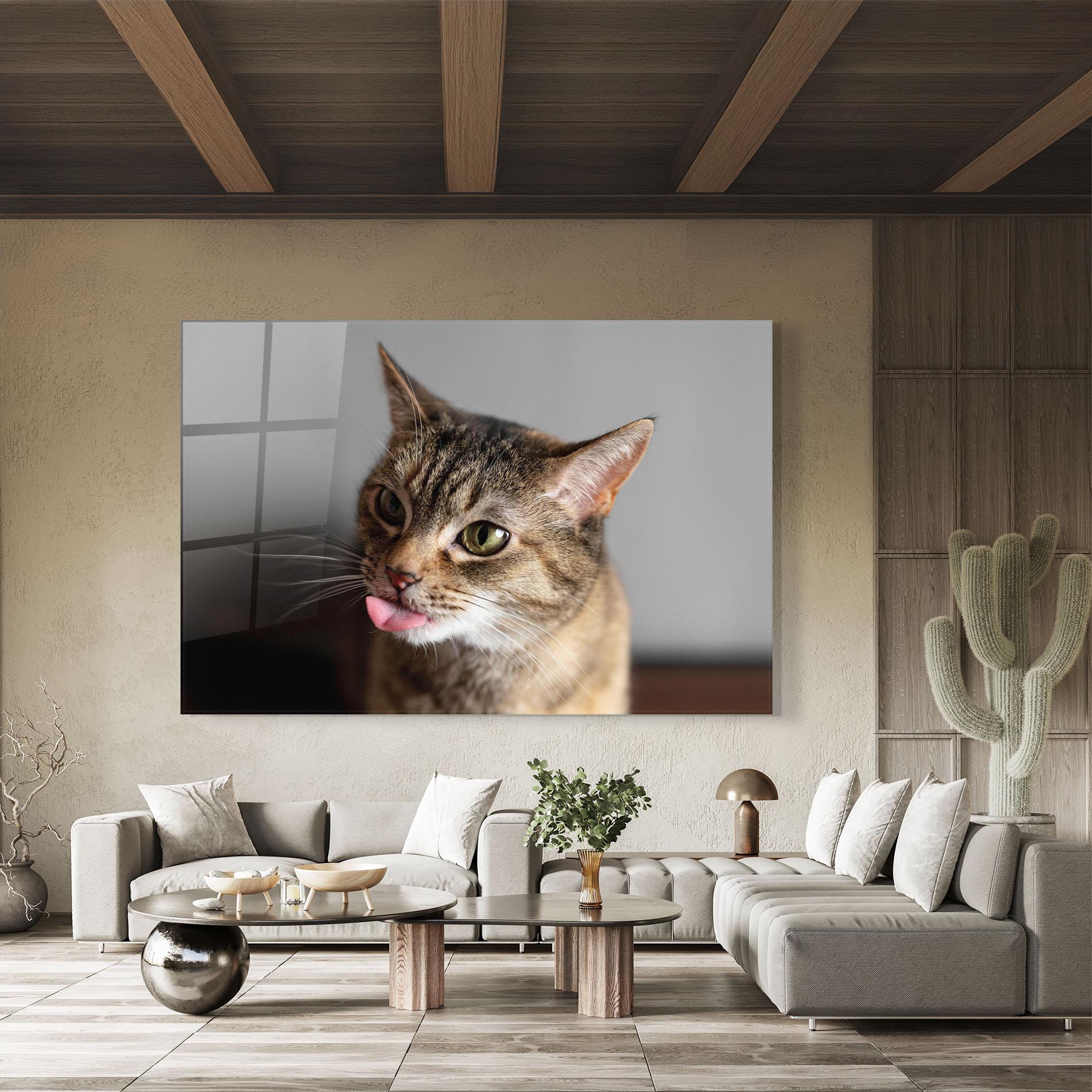 Glasbild Brown Green Eyes Cat mockup 8