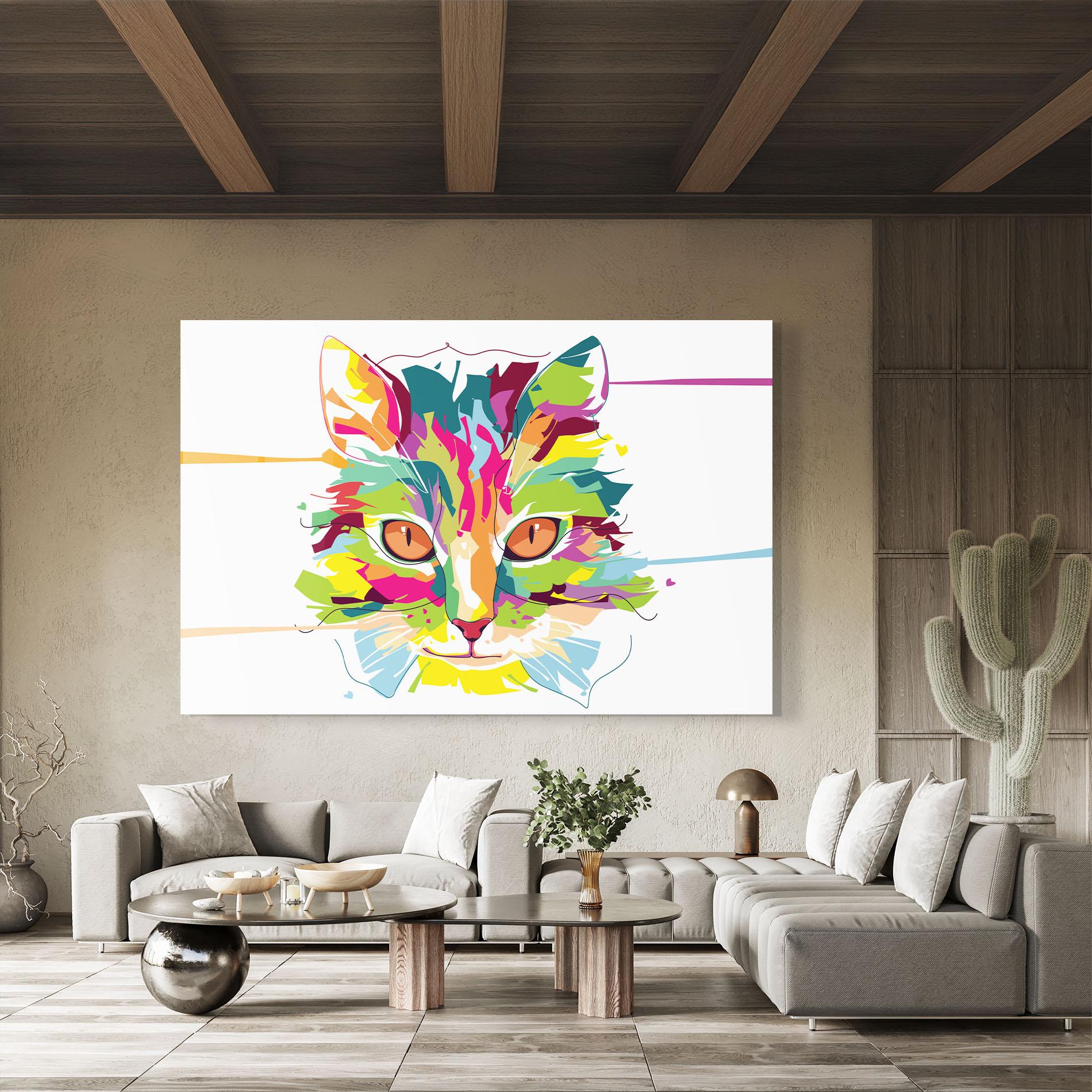 Glasbild Cat Art Close Up mockup 8