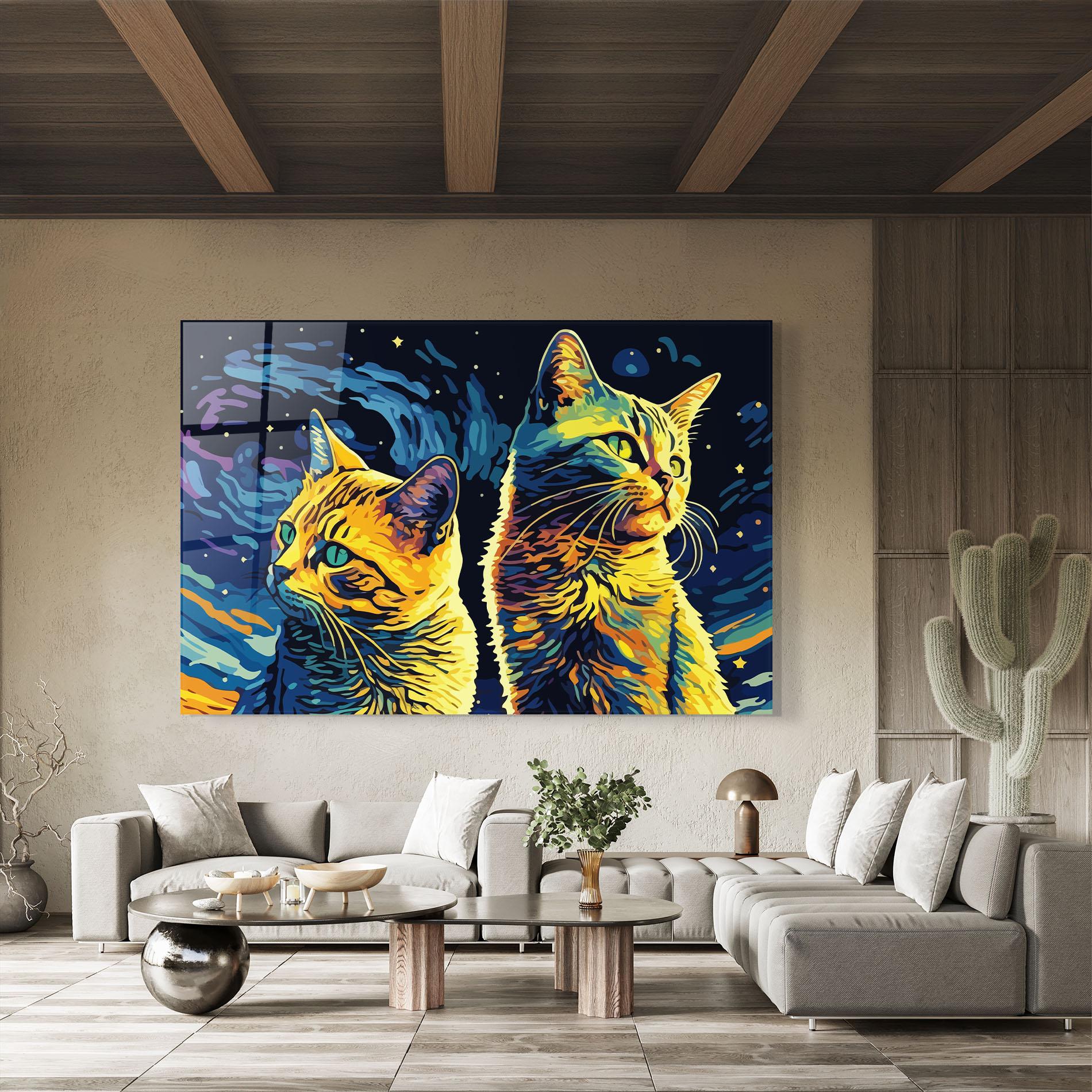 Glasbild Cat Painting mockup 8