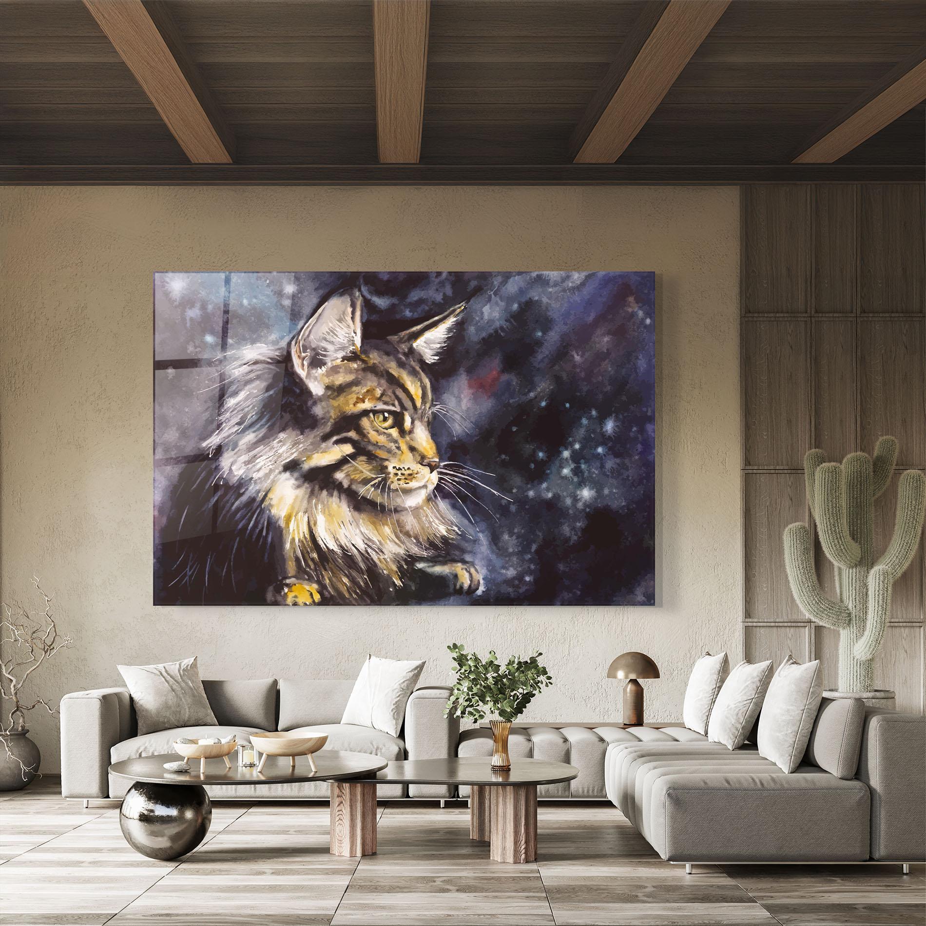 Glasbild Cat Watercolor Art mockup 8