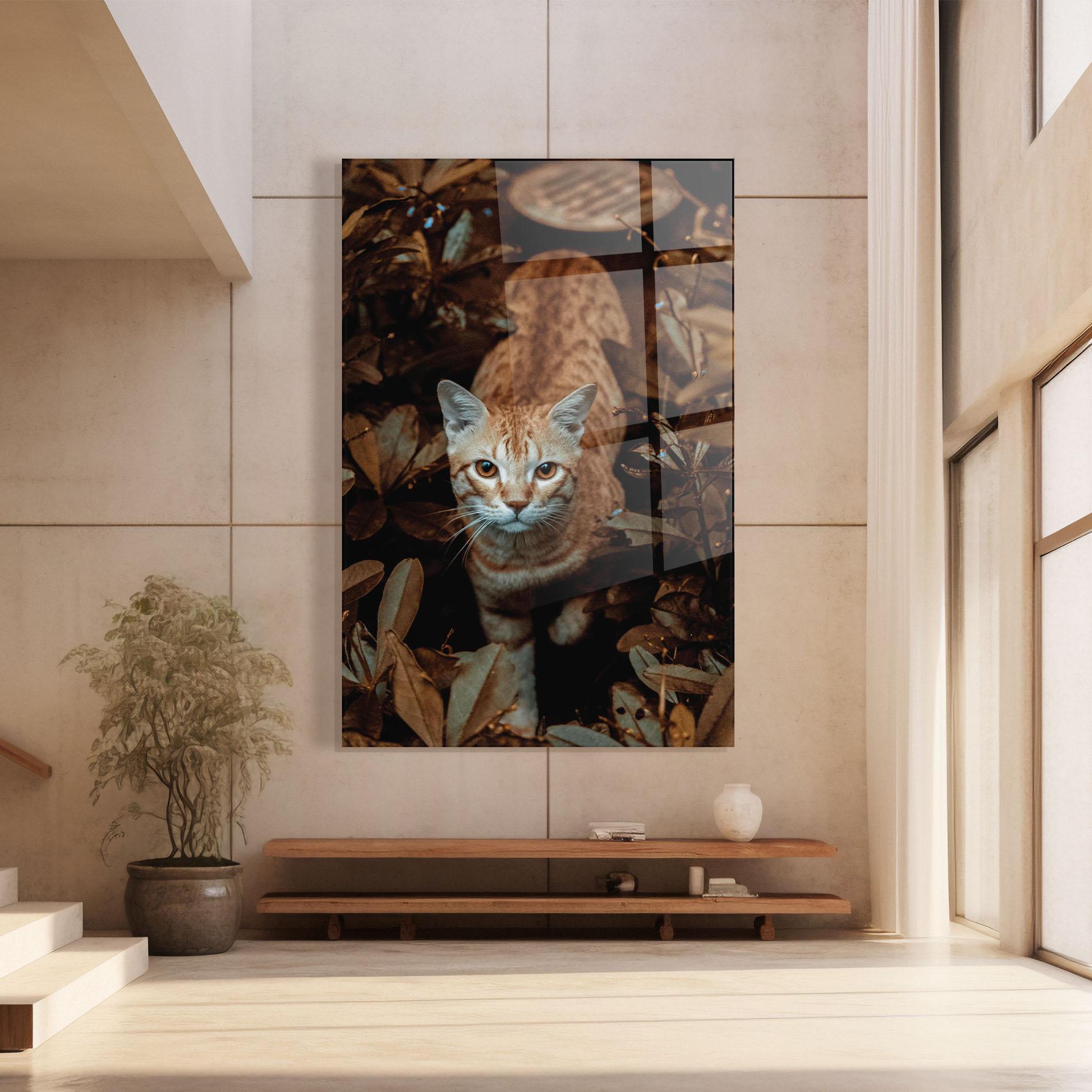 Glasbild Autumn Orange Cat mockup 8