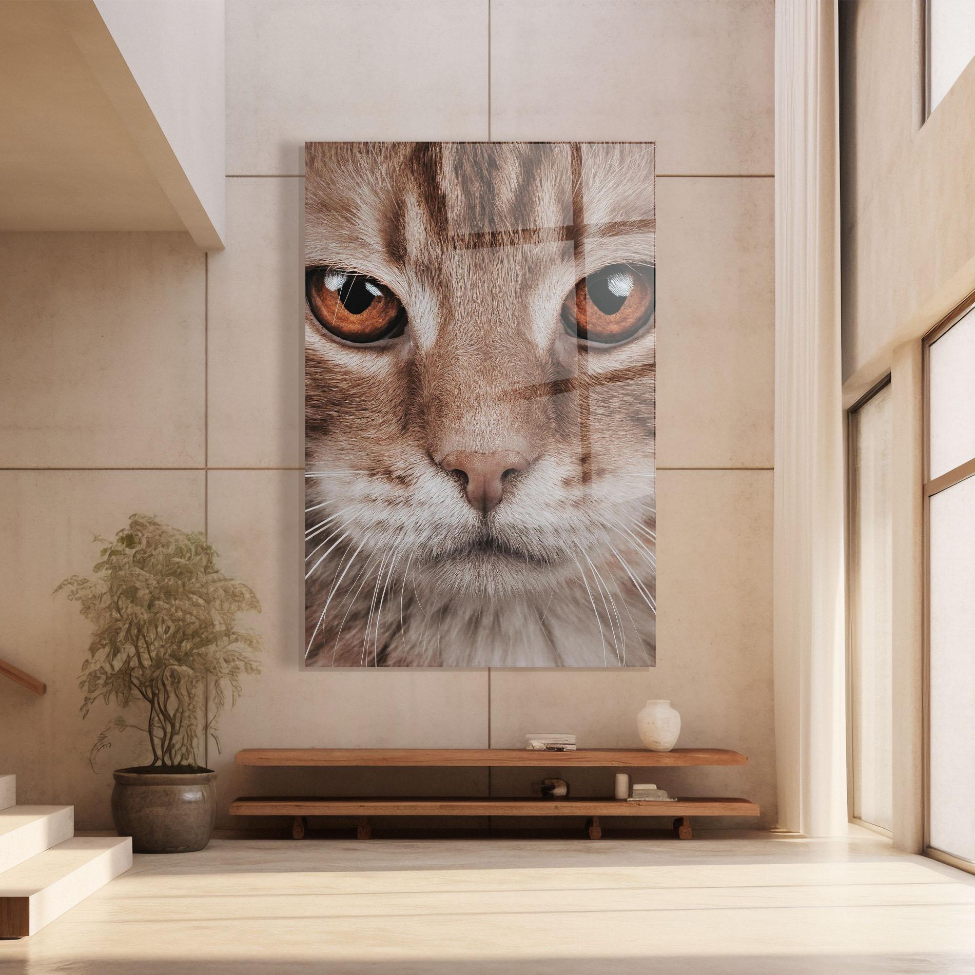 Glasbild Fire Eyes Cat mockup 8
