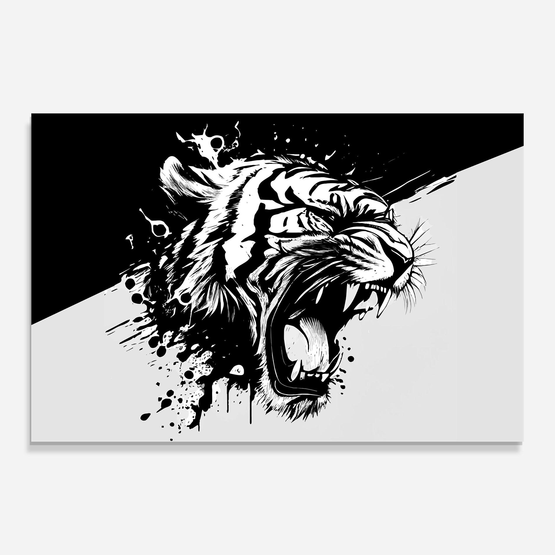 Glasbild Black Grey Tiger mockup 0