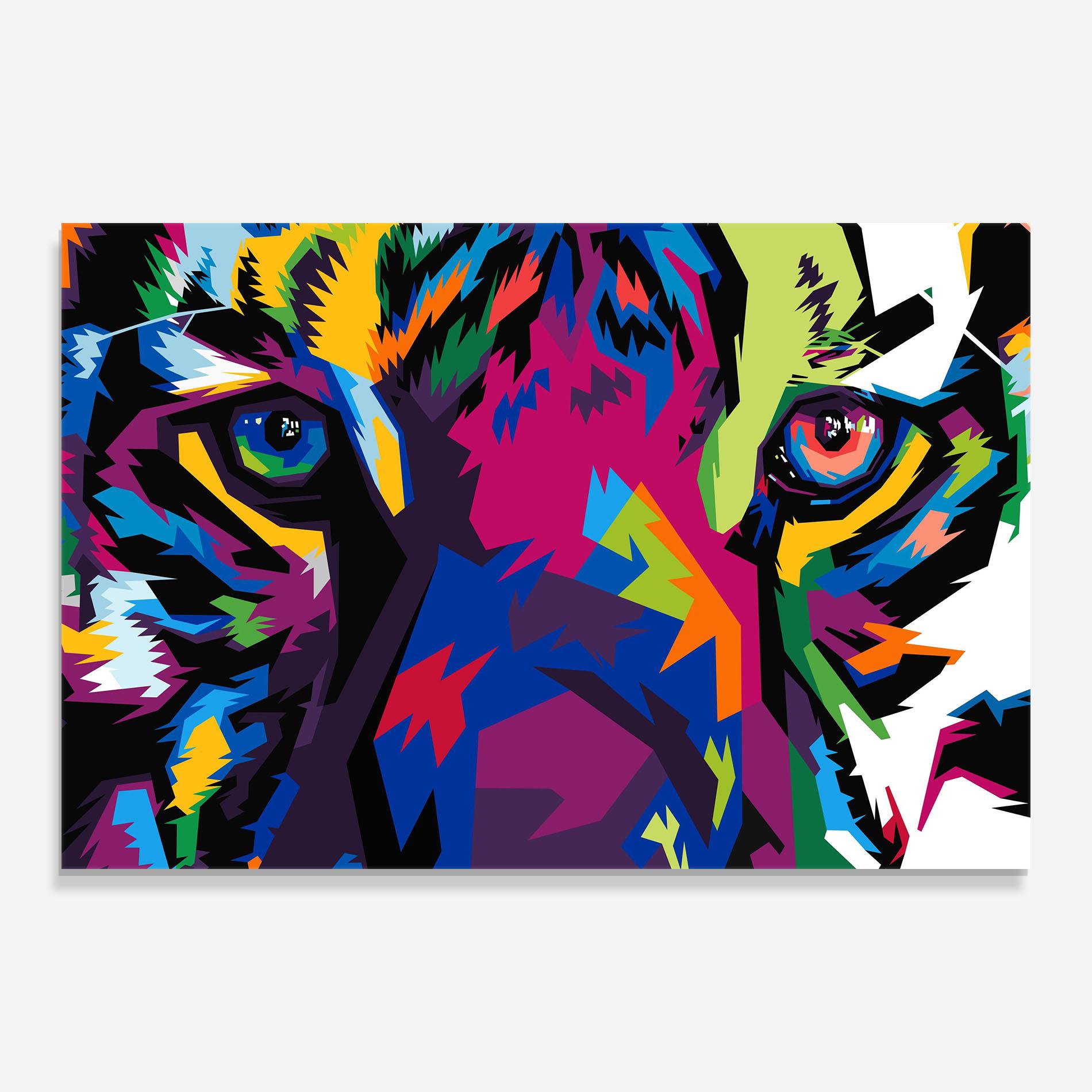 Glasbild Colourul Tiger Eyes mockup 0