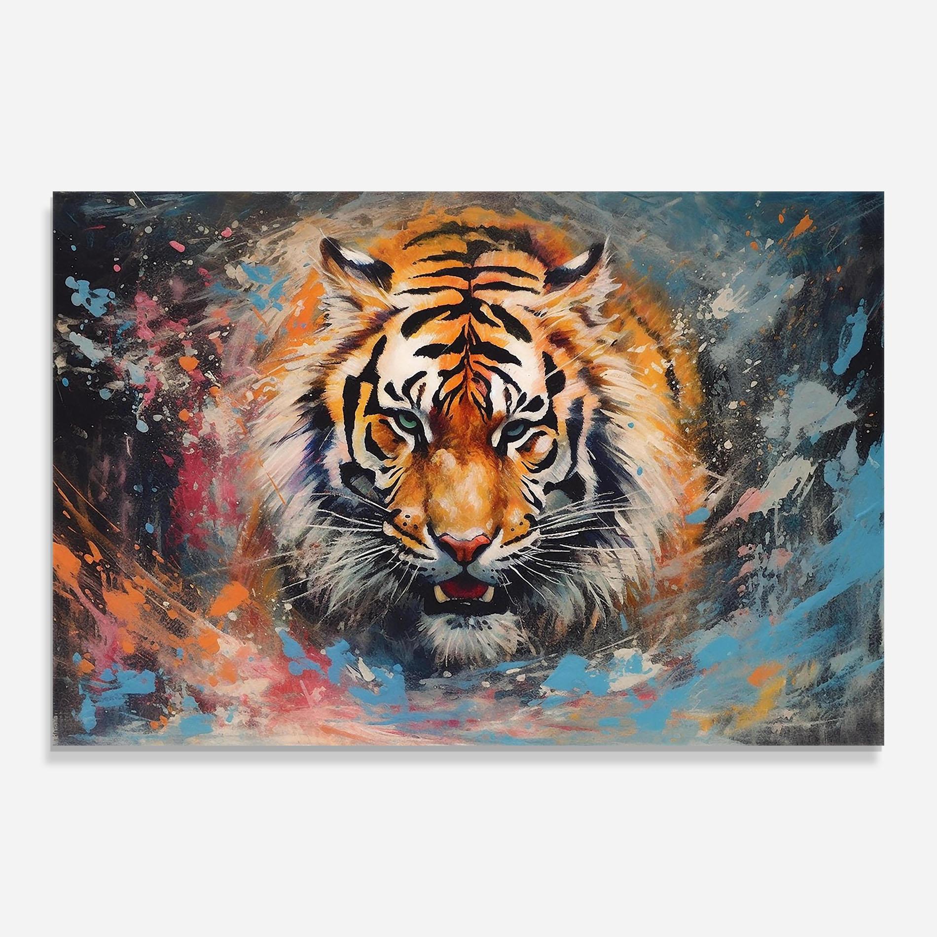 Glasbild Orange Tiger Painting mockup 0