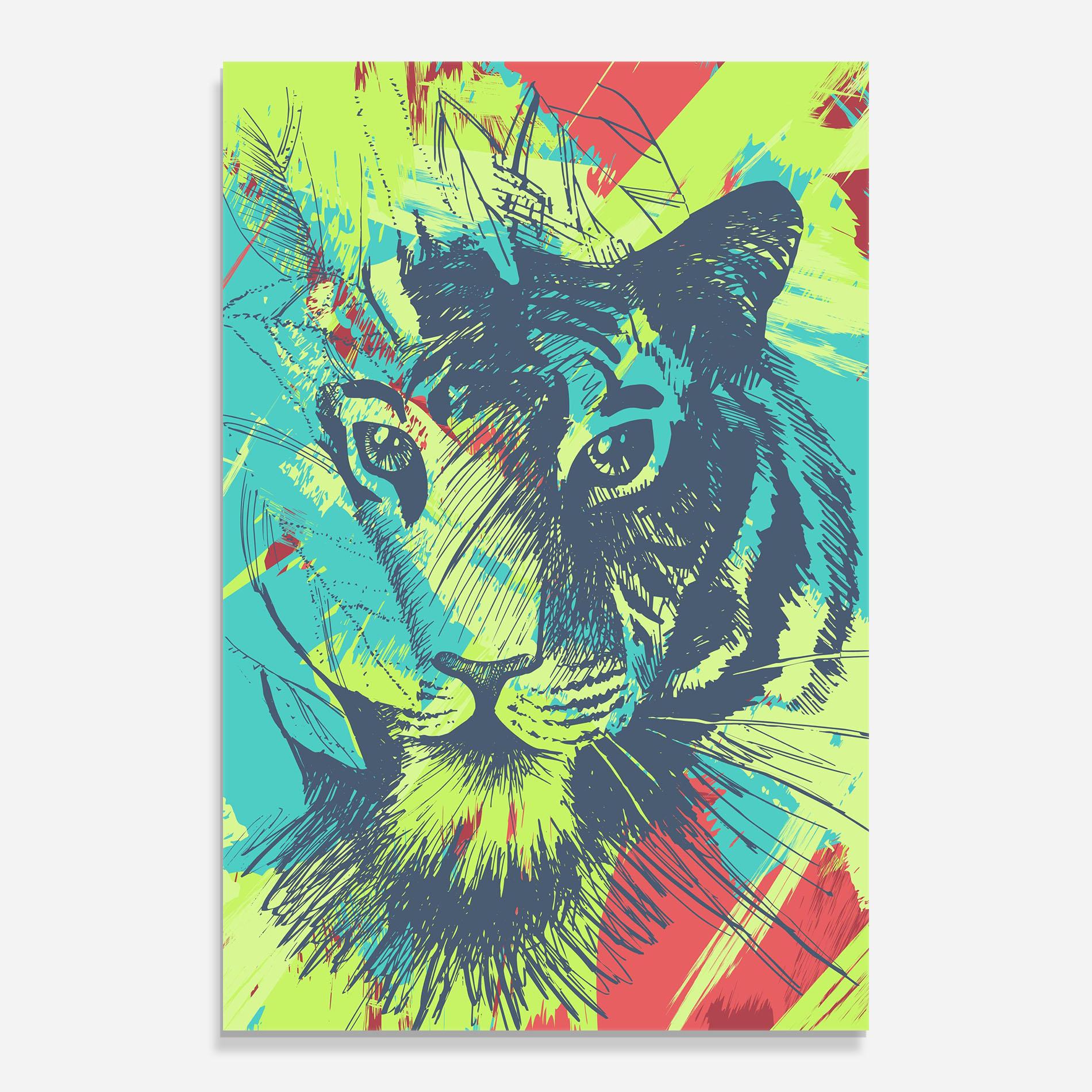 Glasbild Blue Green Tiger mockup 0