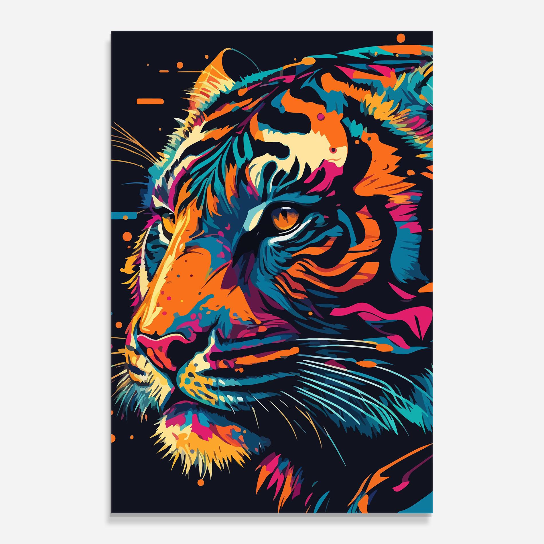 Glasbild Colorful Tiger mockup 0