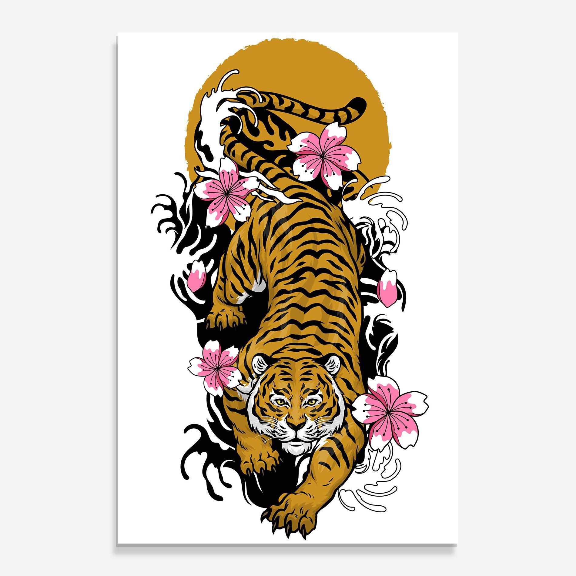 Glasbild Japanese Style Tiger mockup 0