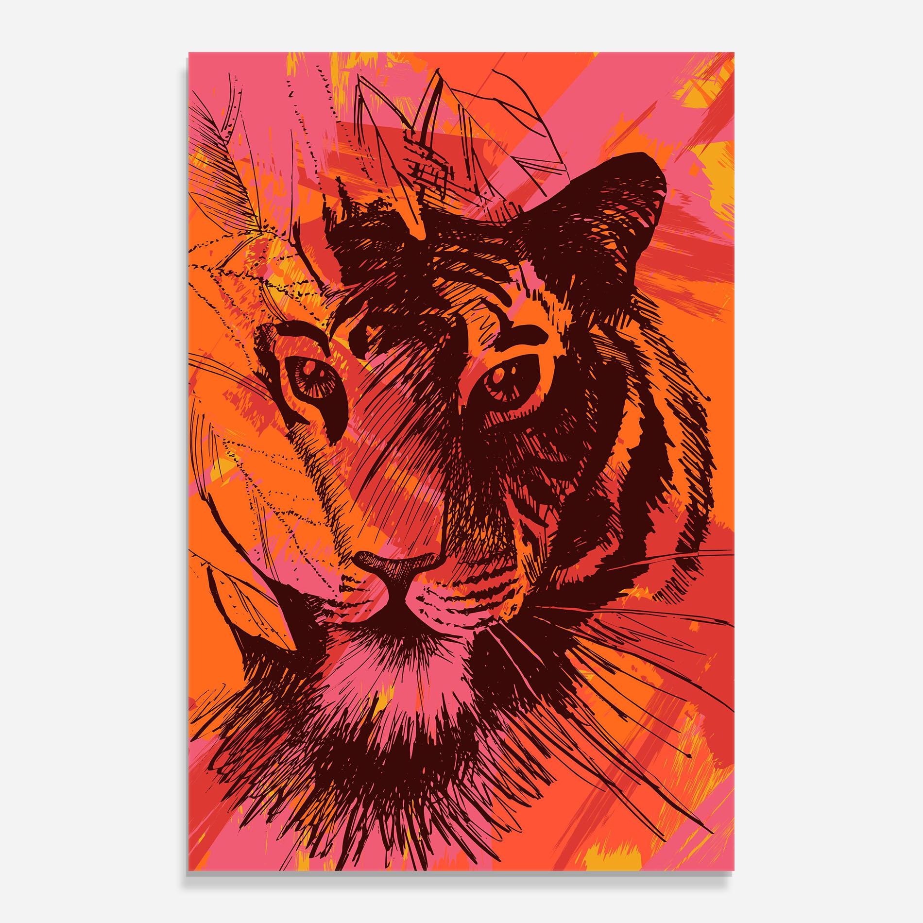 Glasbild Orange Red Tiger mockup 0