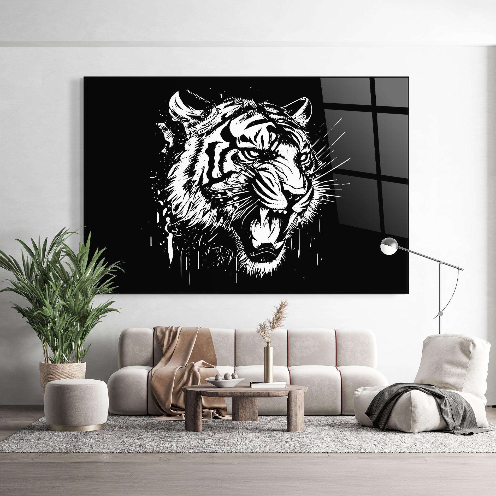 Glasbild Angry Tiger Head mockup 9