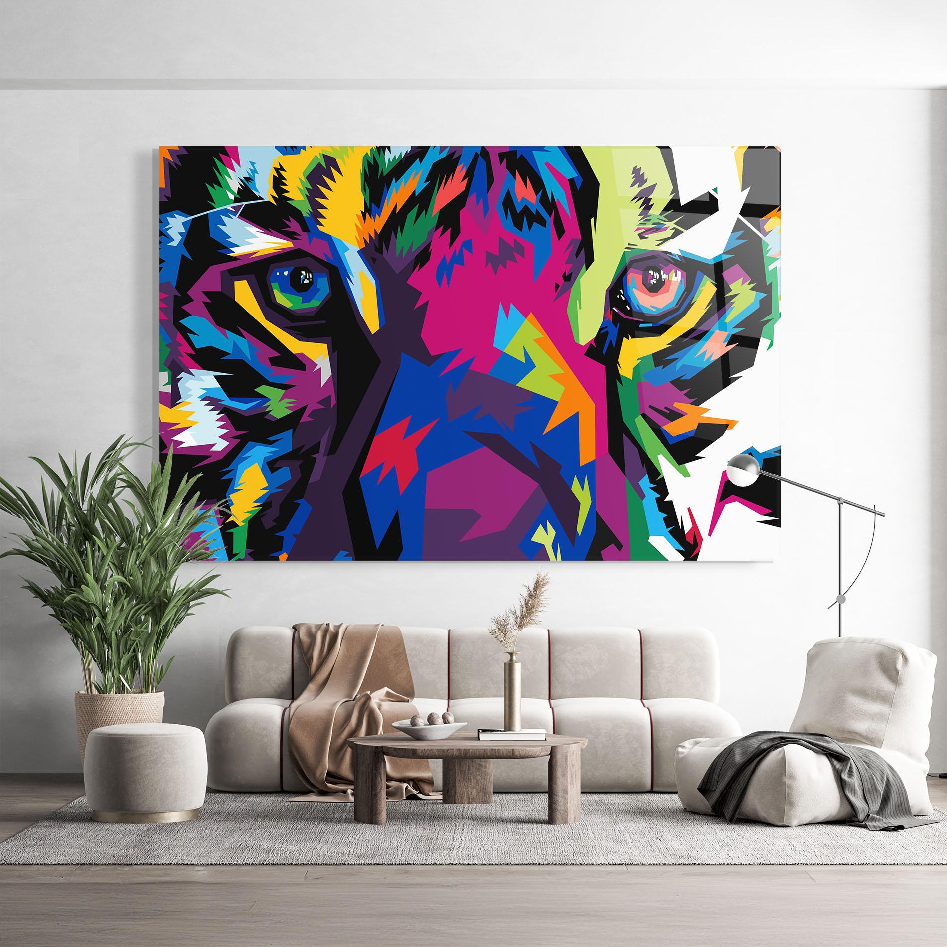 Glasbild Colourul Tiger Eyes mockup 9