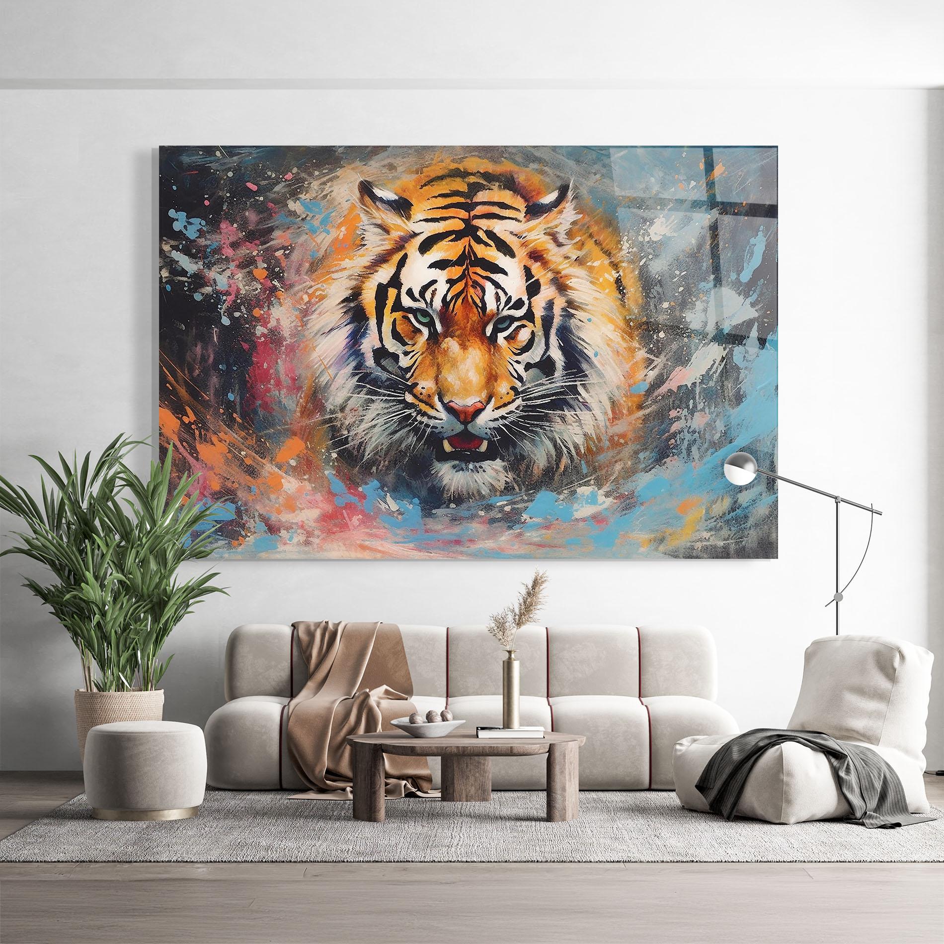Glasbild Orange Tiger Painting mockup 9