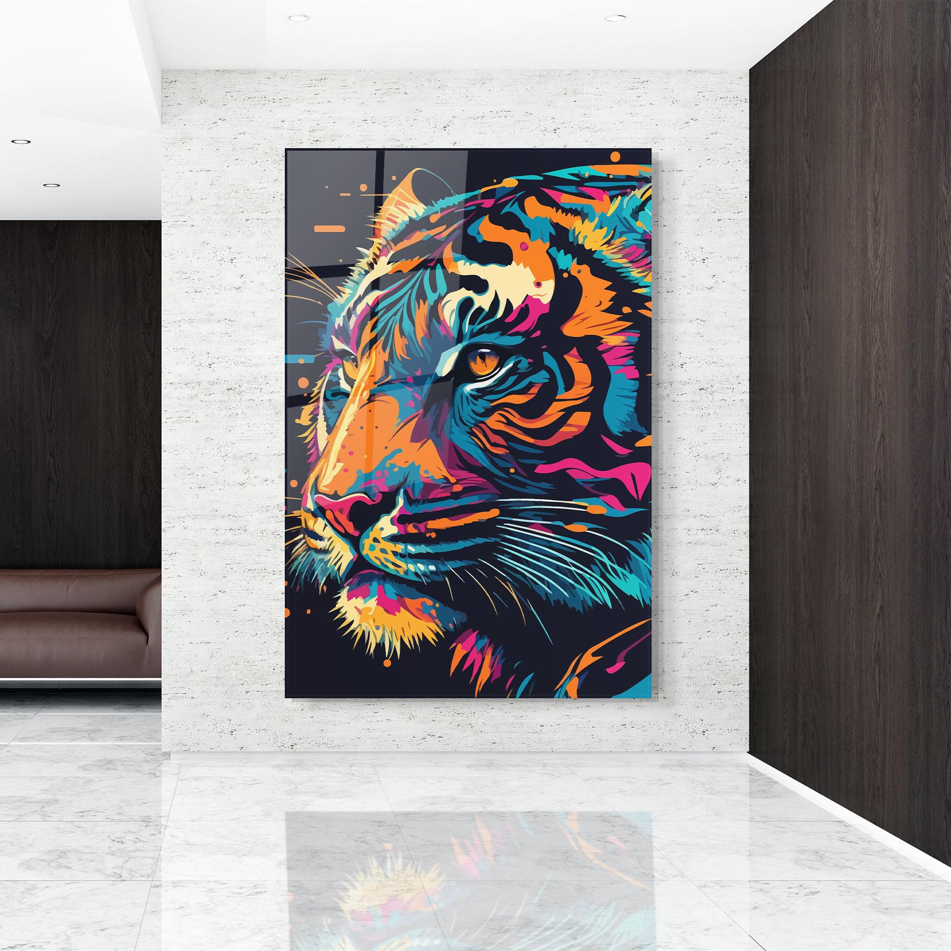 Glasbild Colorful Tiger mockup 9
