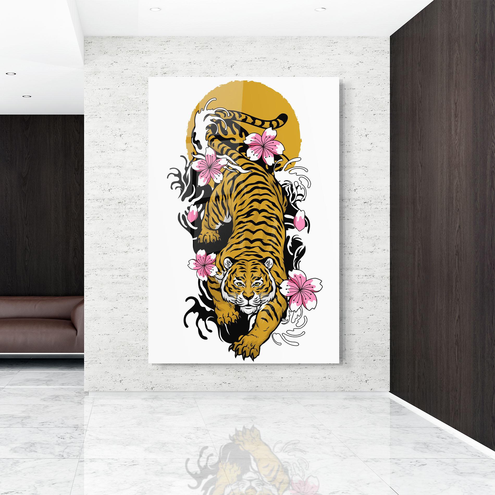 Glasbild Japanese Style Tiger mockup 9