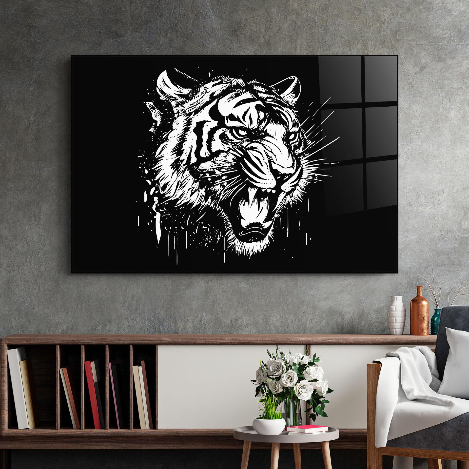 Glasbild Angry Tiger Head mockup 2