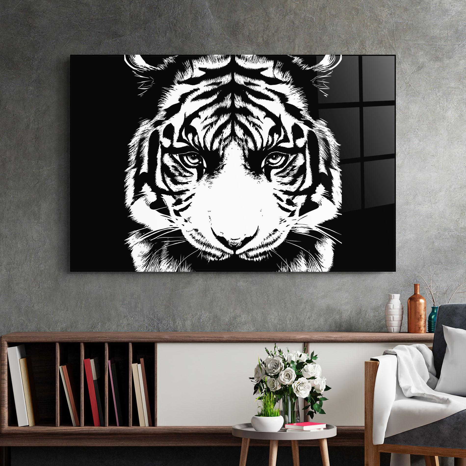 Glasbild Big Eyes Tiger mockup 2