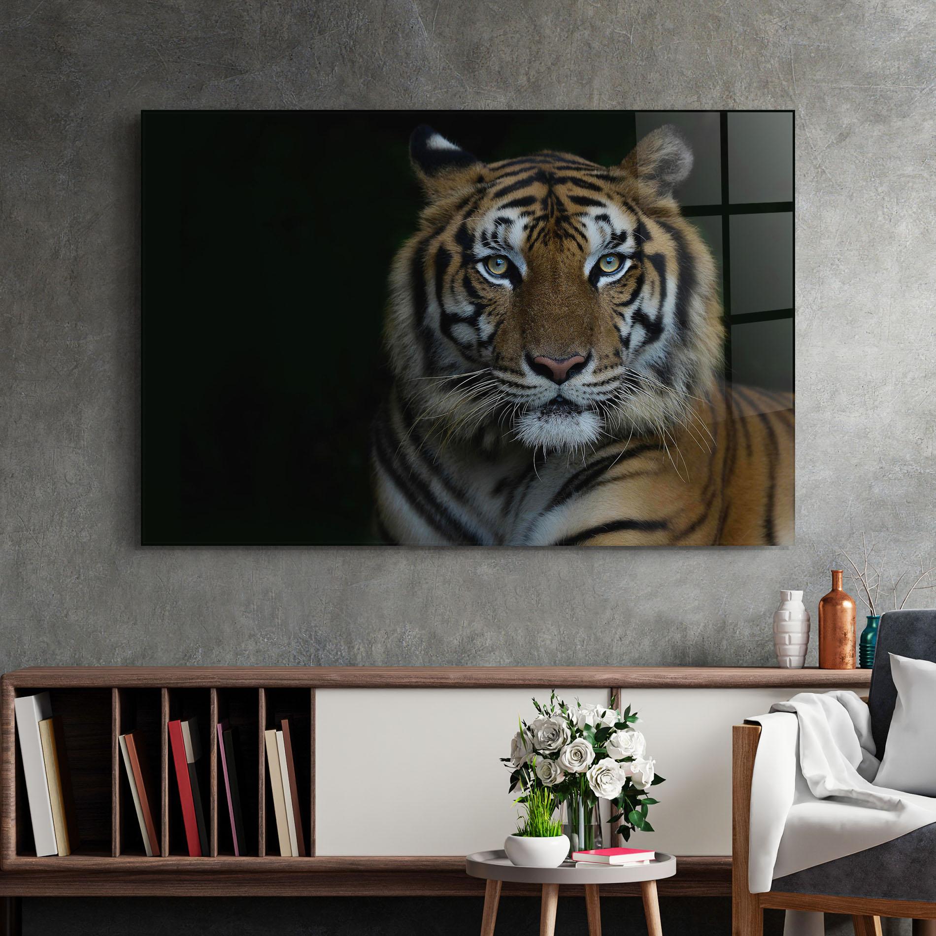 Glasbild Close Up Tiger mockup 2