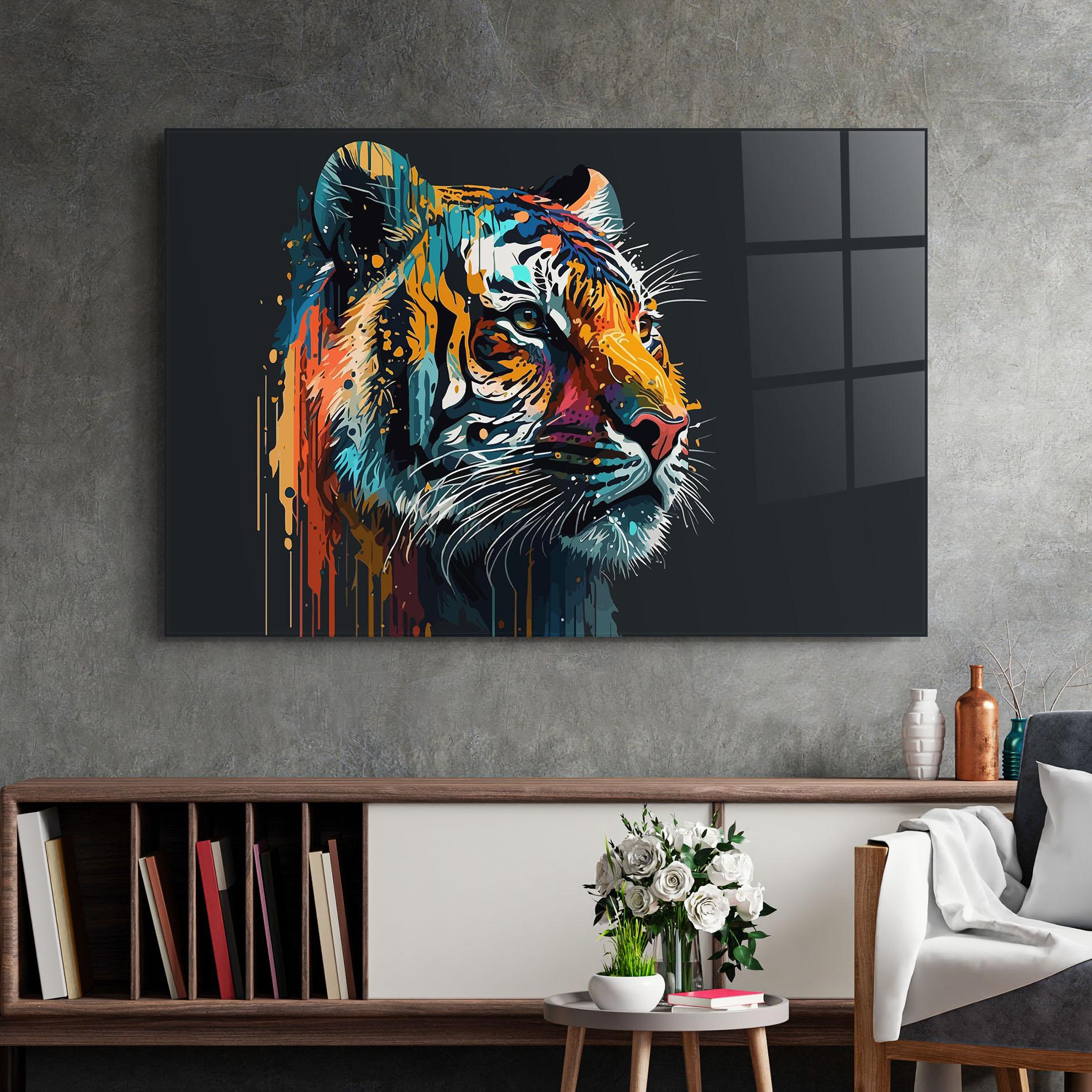 Glasbild Color Mix Tiger mockup 2