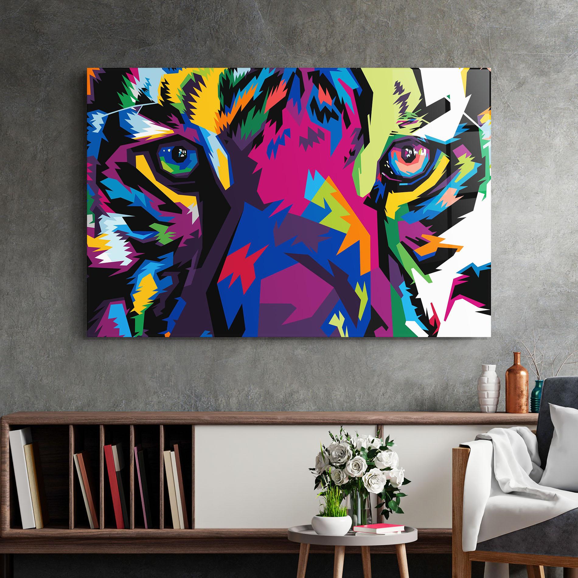 Glasbild Colourul Tiger Eyes mockup 2