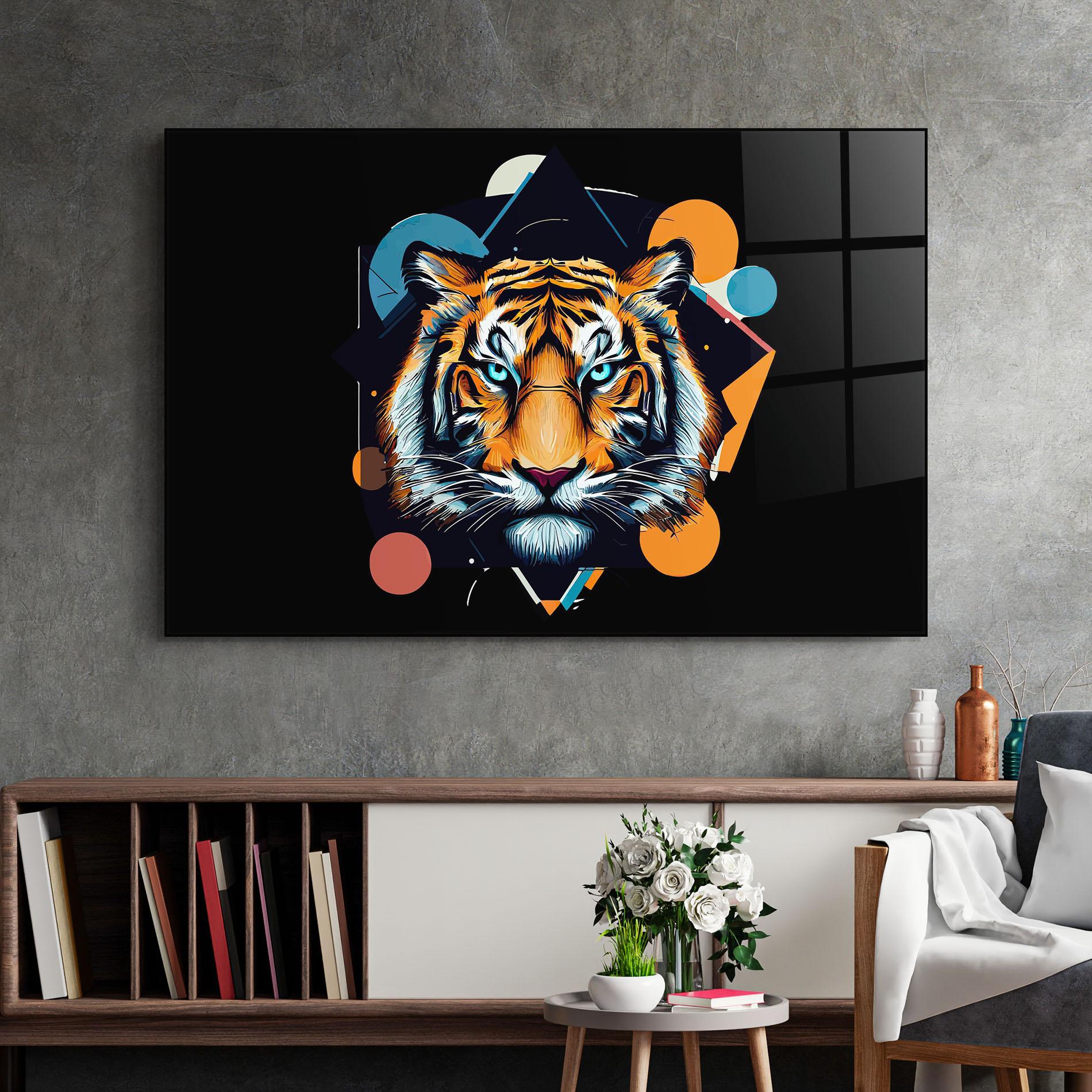 Glasbild Geometric Tiger mockup 2