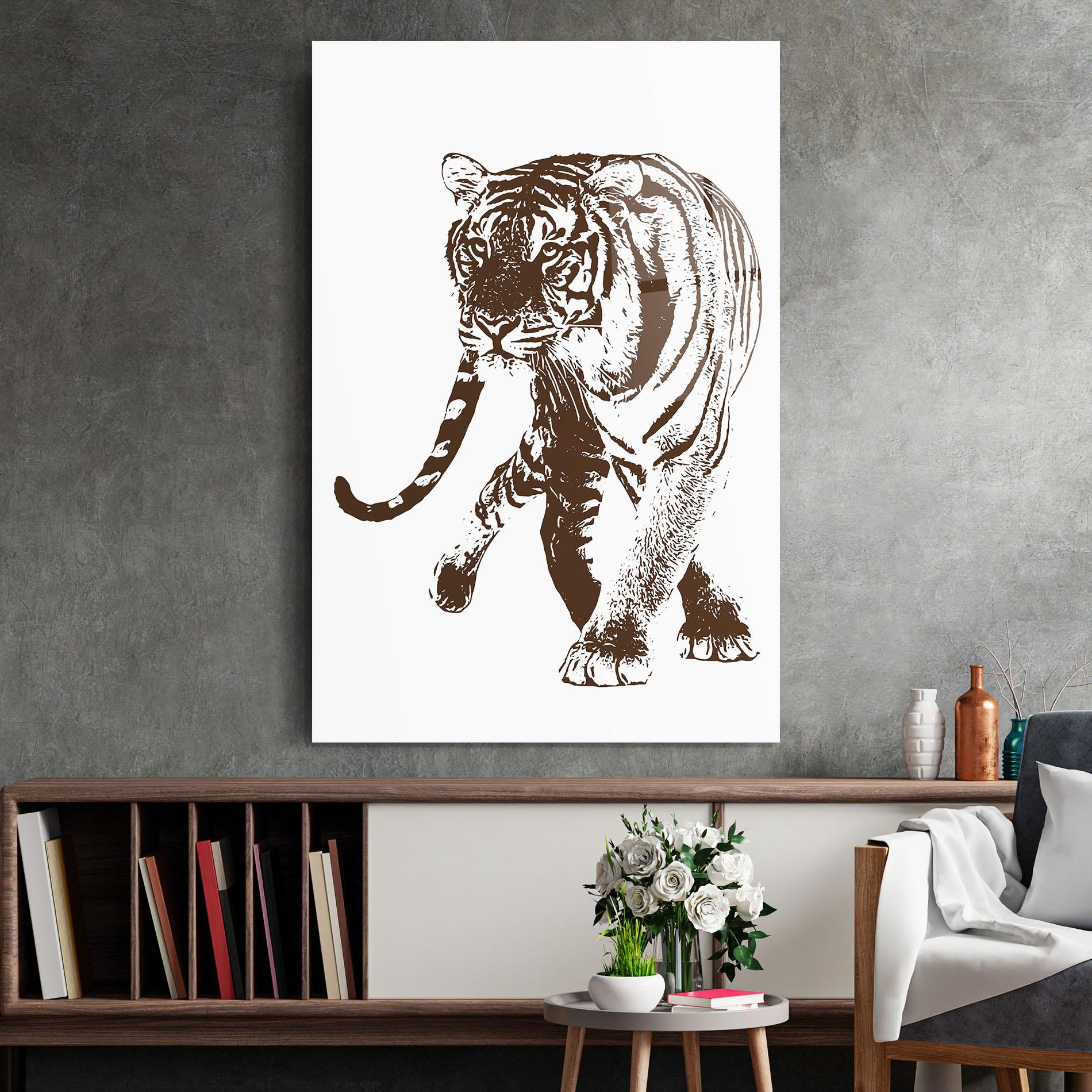 Glasbild Brown Line Tiger mockup 2