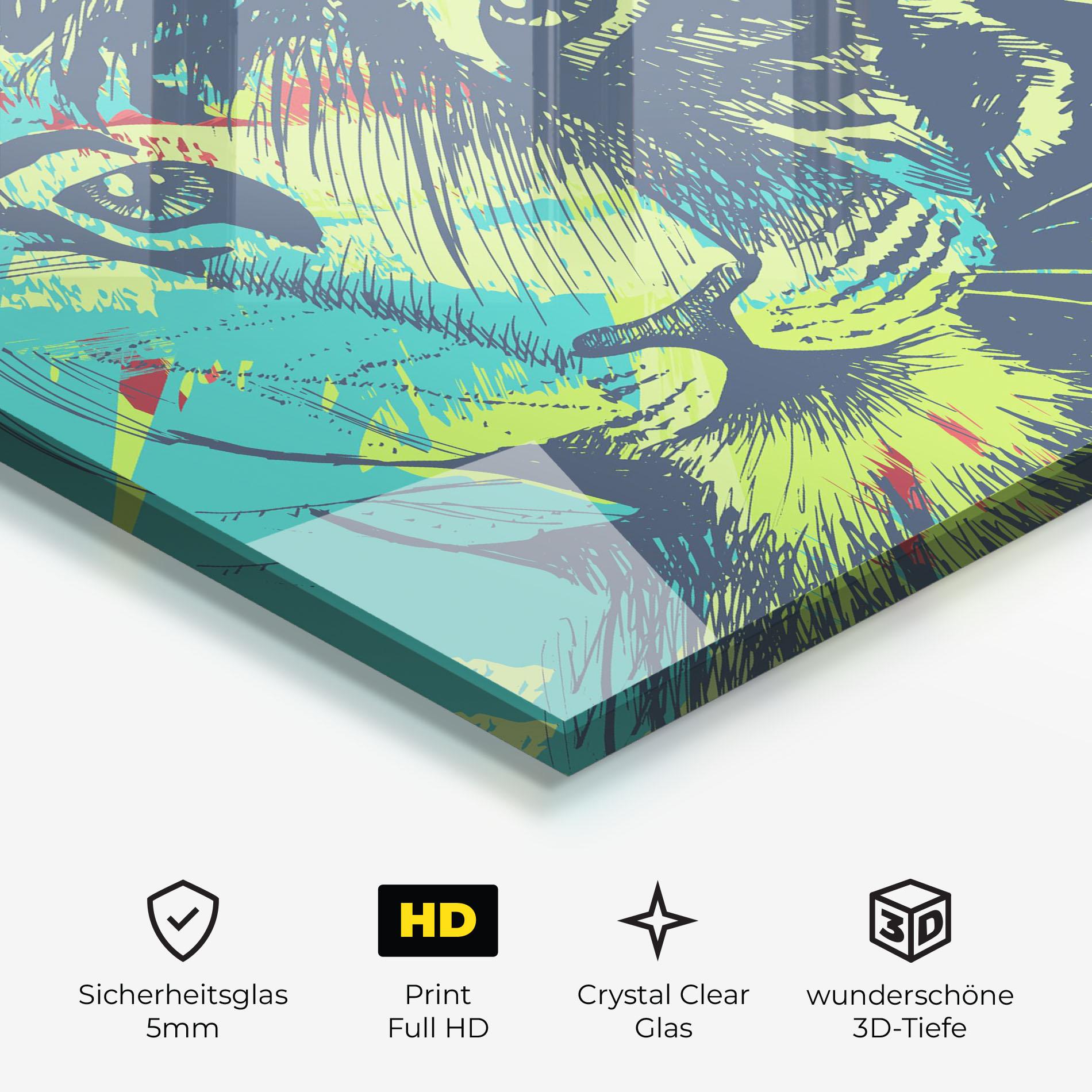 Glasbild Blue Green Tiger mockup 3
