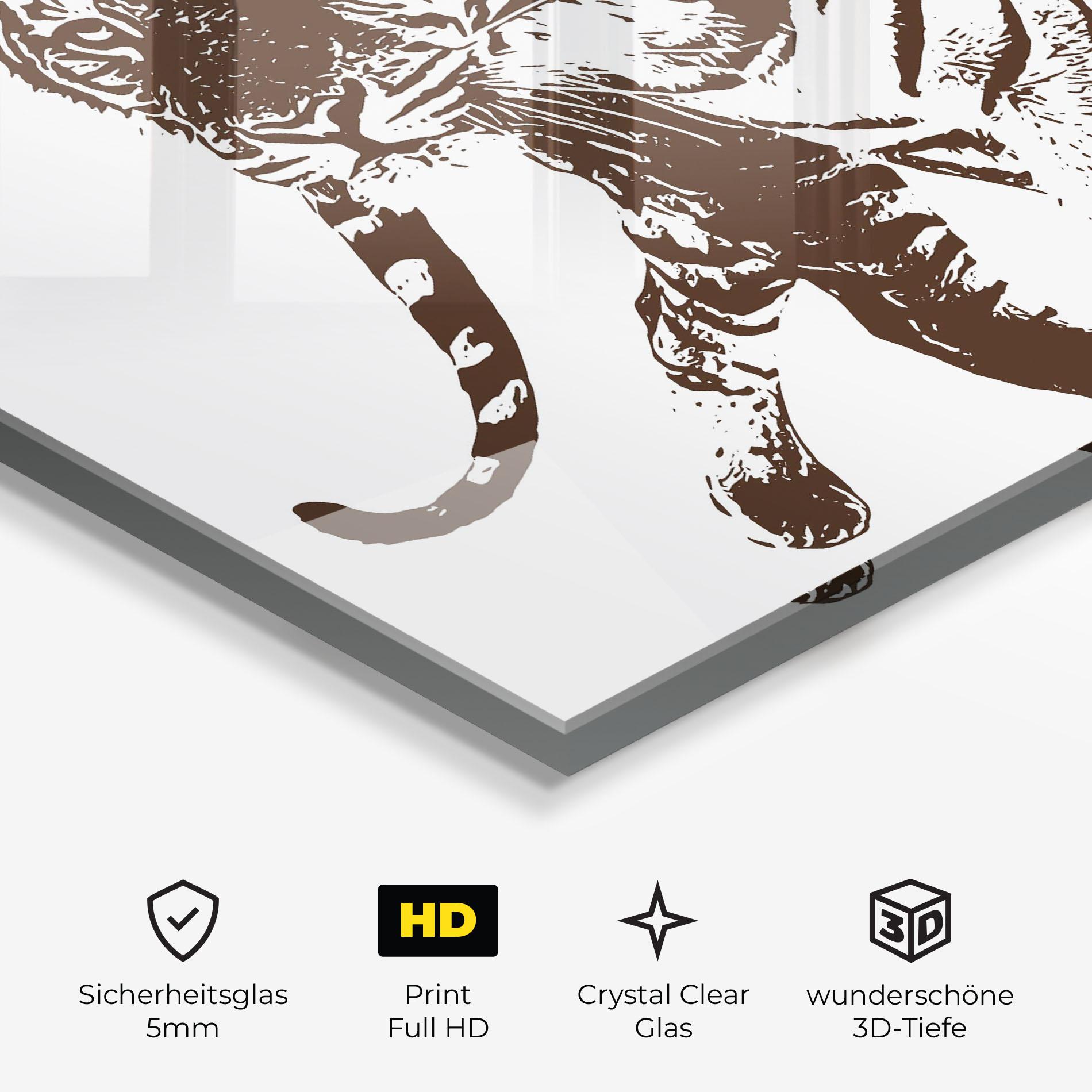 Glasbild Brown Line Tiger mockup 3