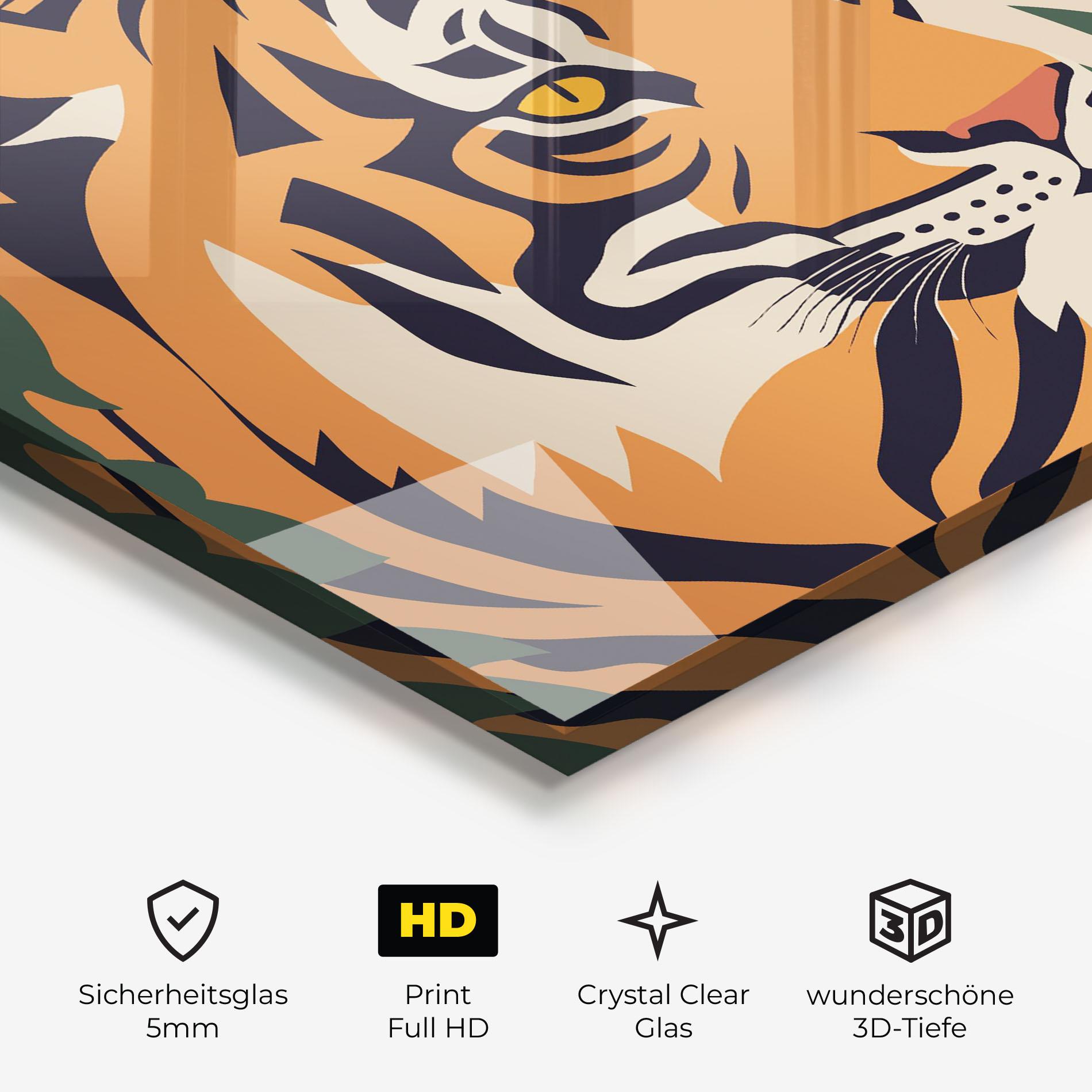 Glasbild Cartoon Style Tiger mockup 3