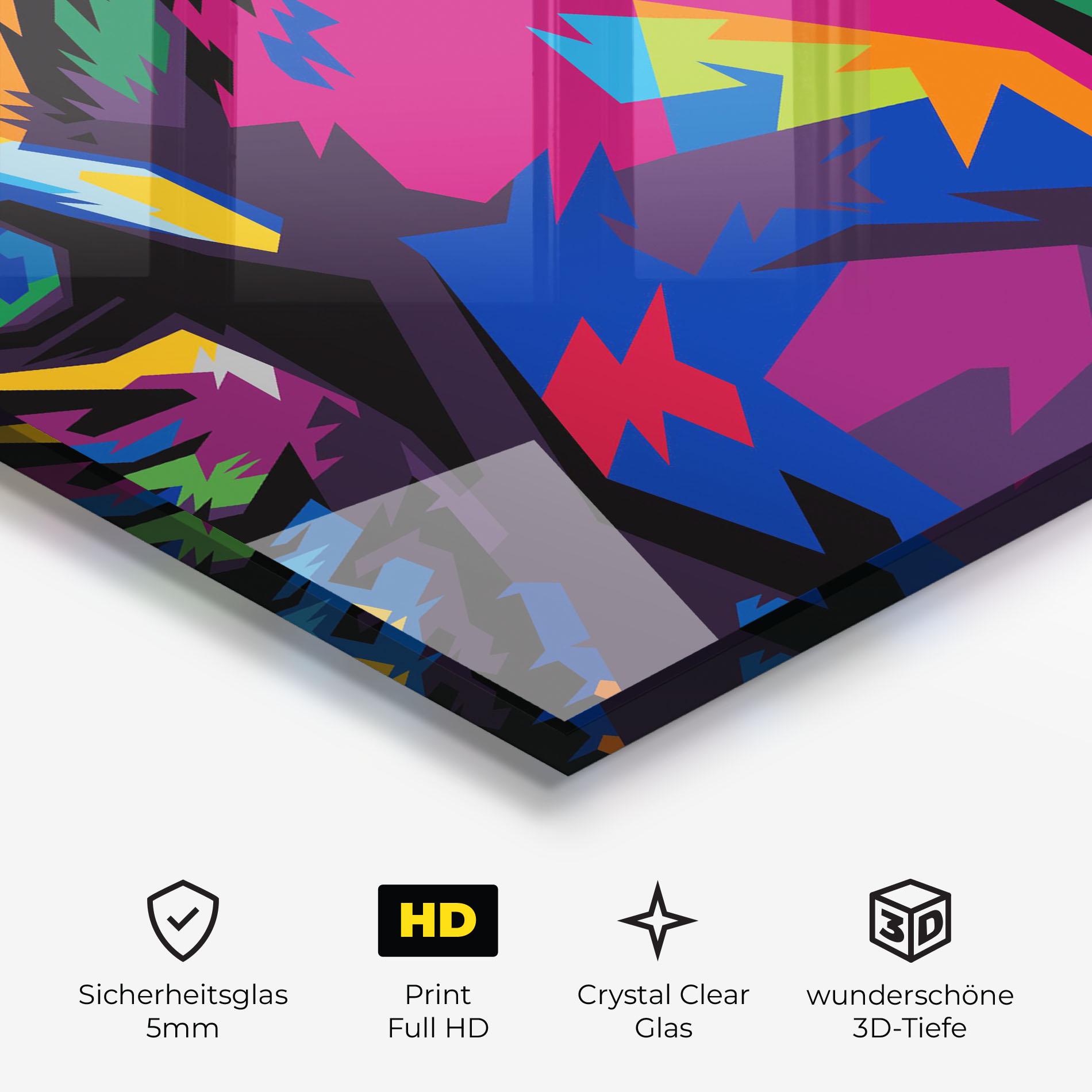 Glasbild Colourul Tiger Eyes mockup 3