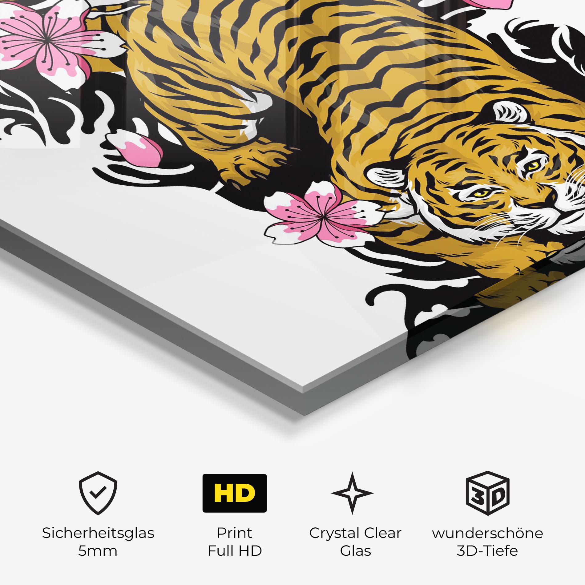 Glasbild Japanese Style Tiger mockup 3
