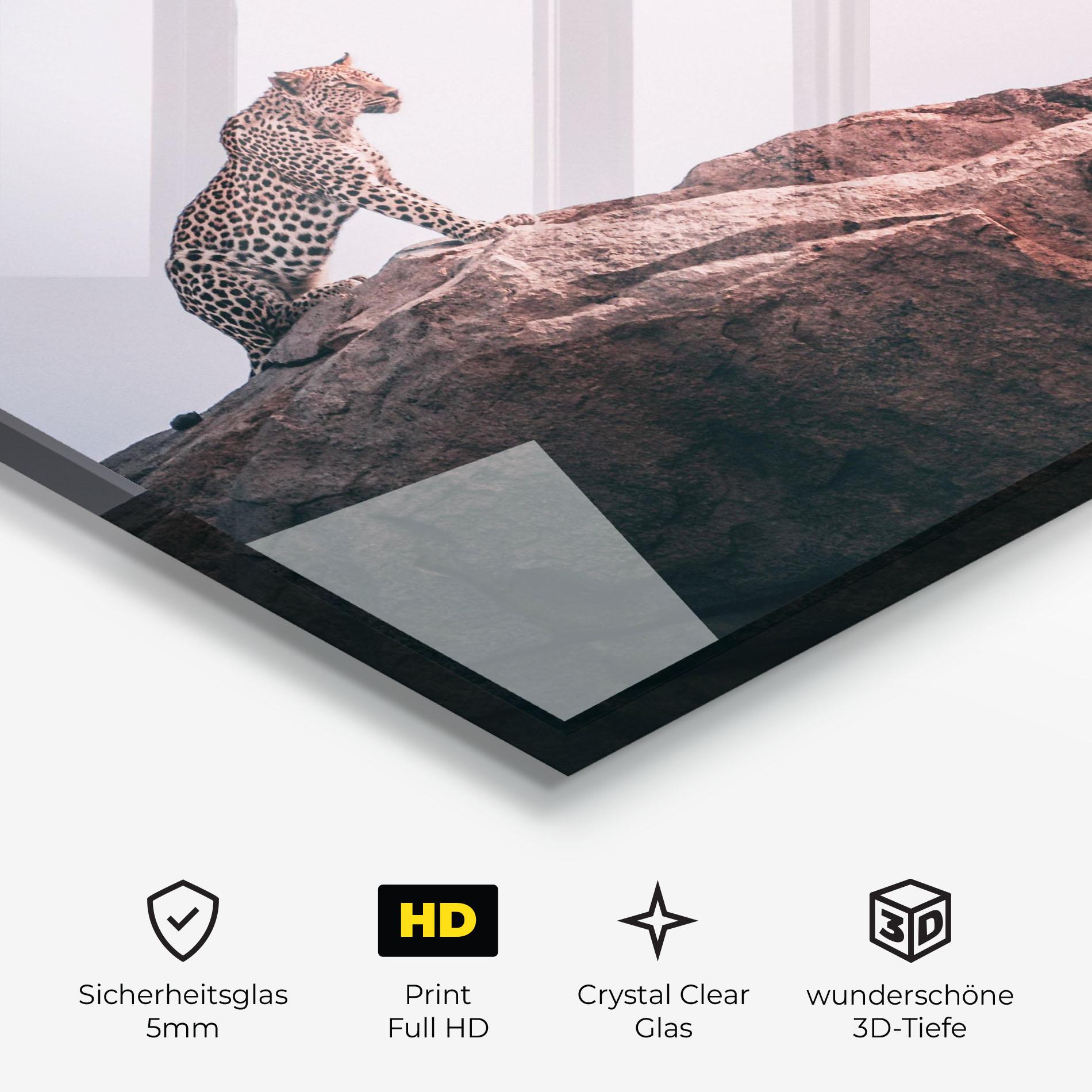 Glasbild Mountain Leopard mockup 3