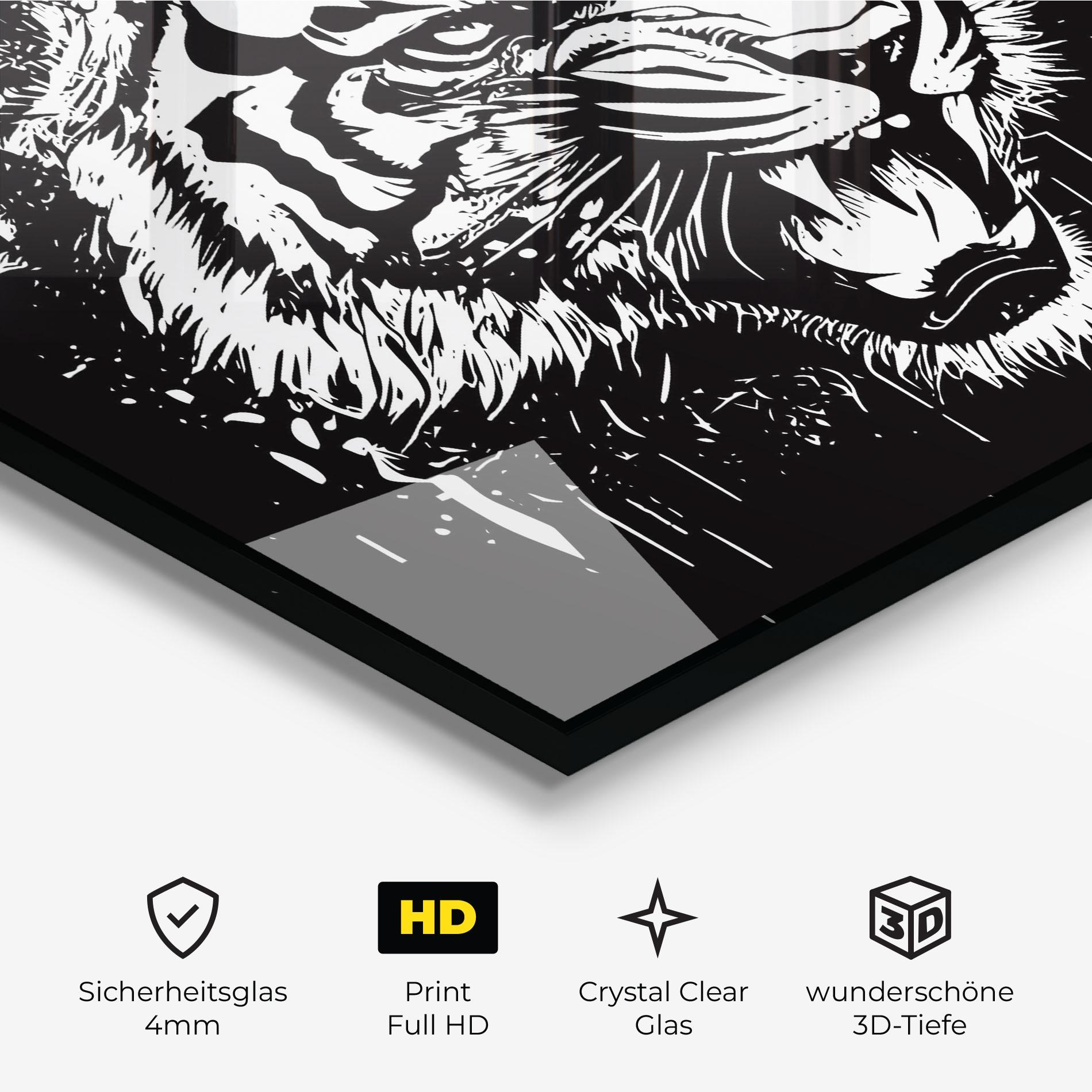 Glasbild Angry Tiger Head mockup 3