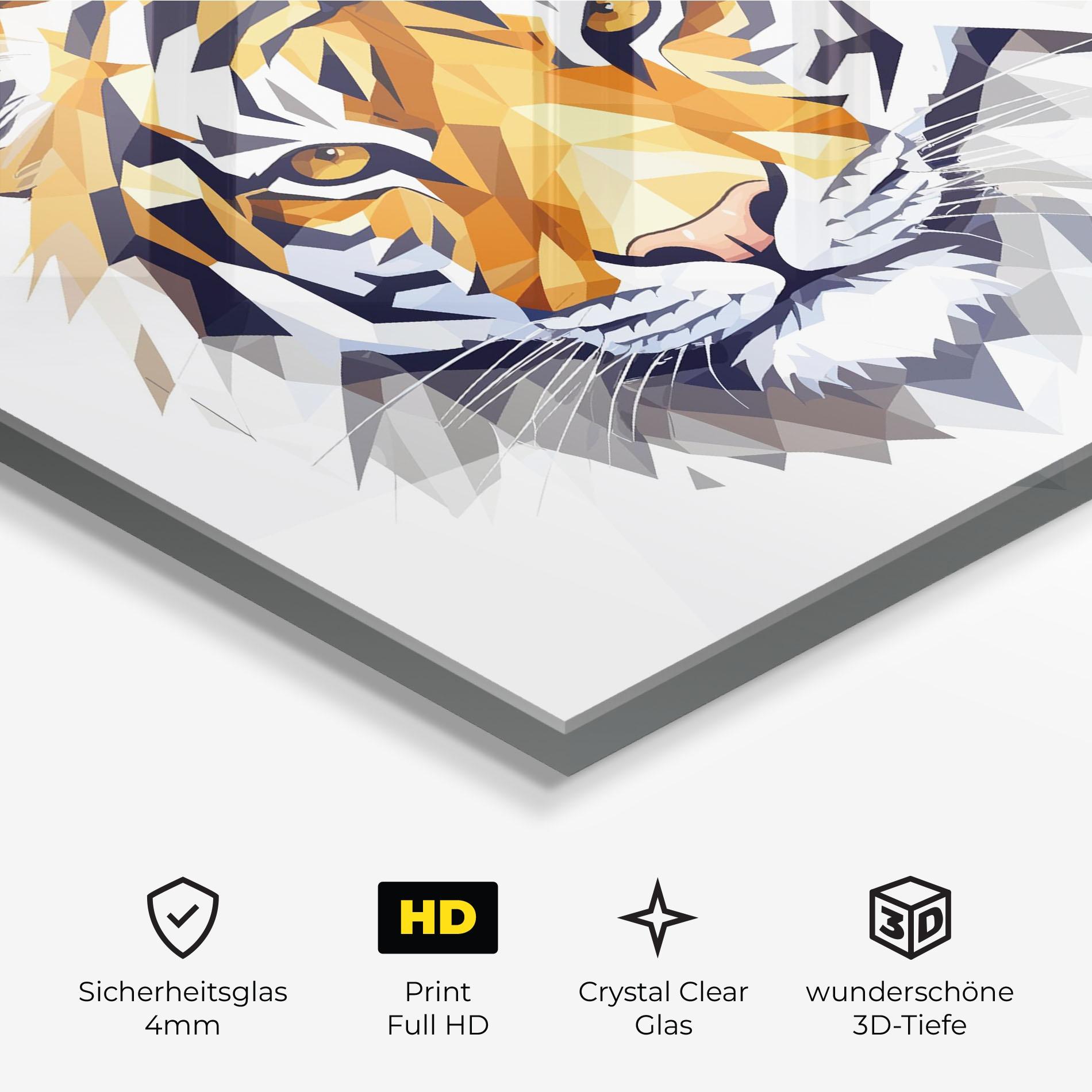 Glasbild Beautifu Tiger Portrait mockup 3