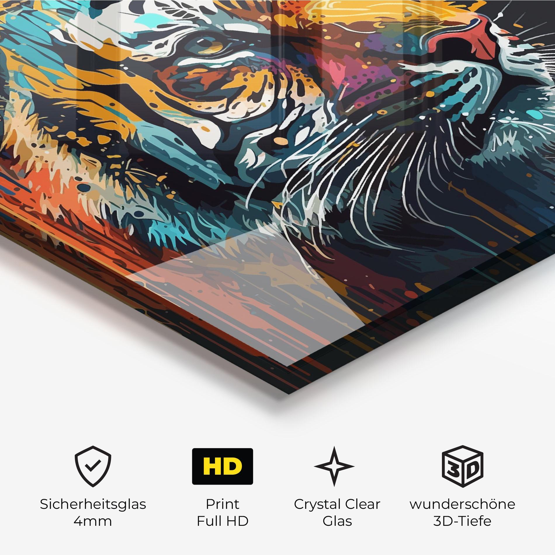 Glasbild Color Mix Tiger mockup 3