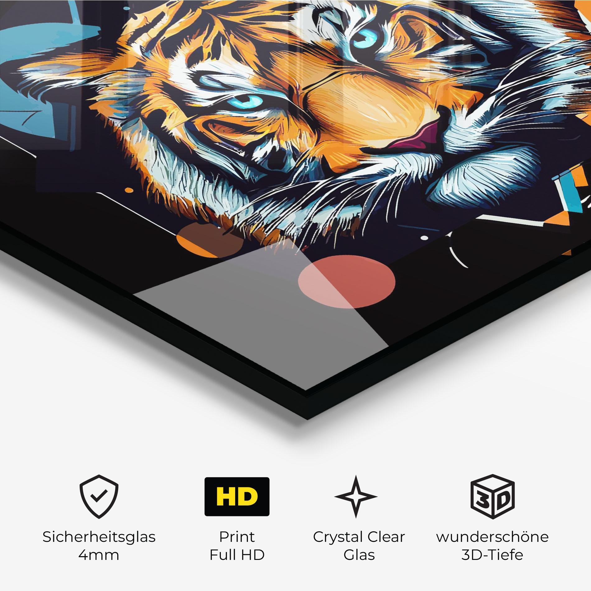 Glasbild Geometric Tiger mockup 3