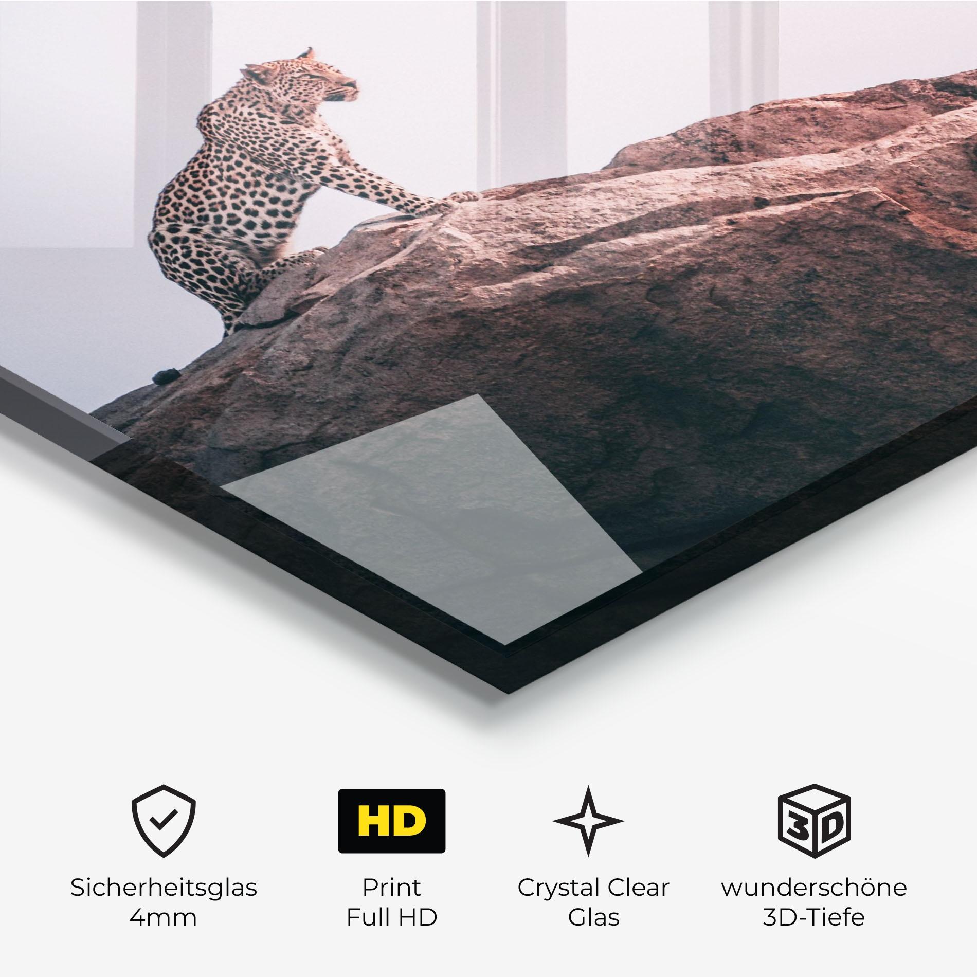 Glasbild Mountain Leopard mockup 3