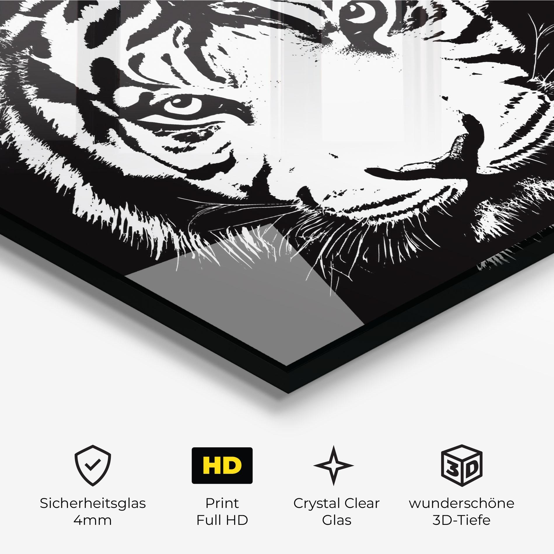 Glasbild White Head Tiger mockup 3