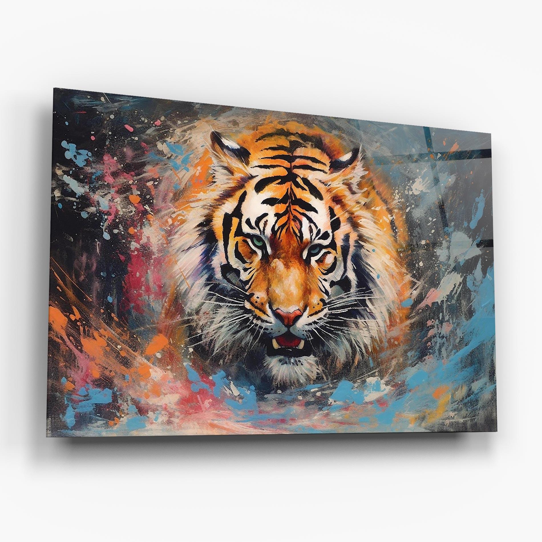 Glasbild Orange Tiger Painting mockup 6
