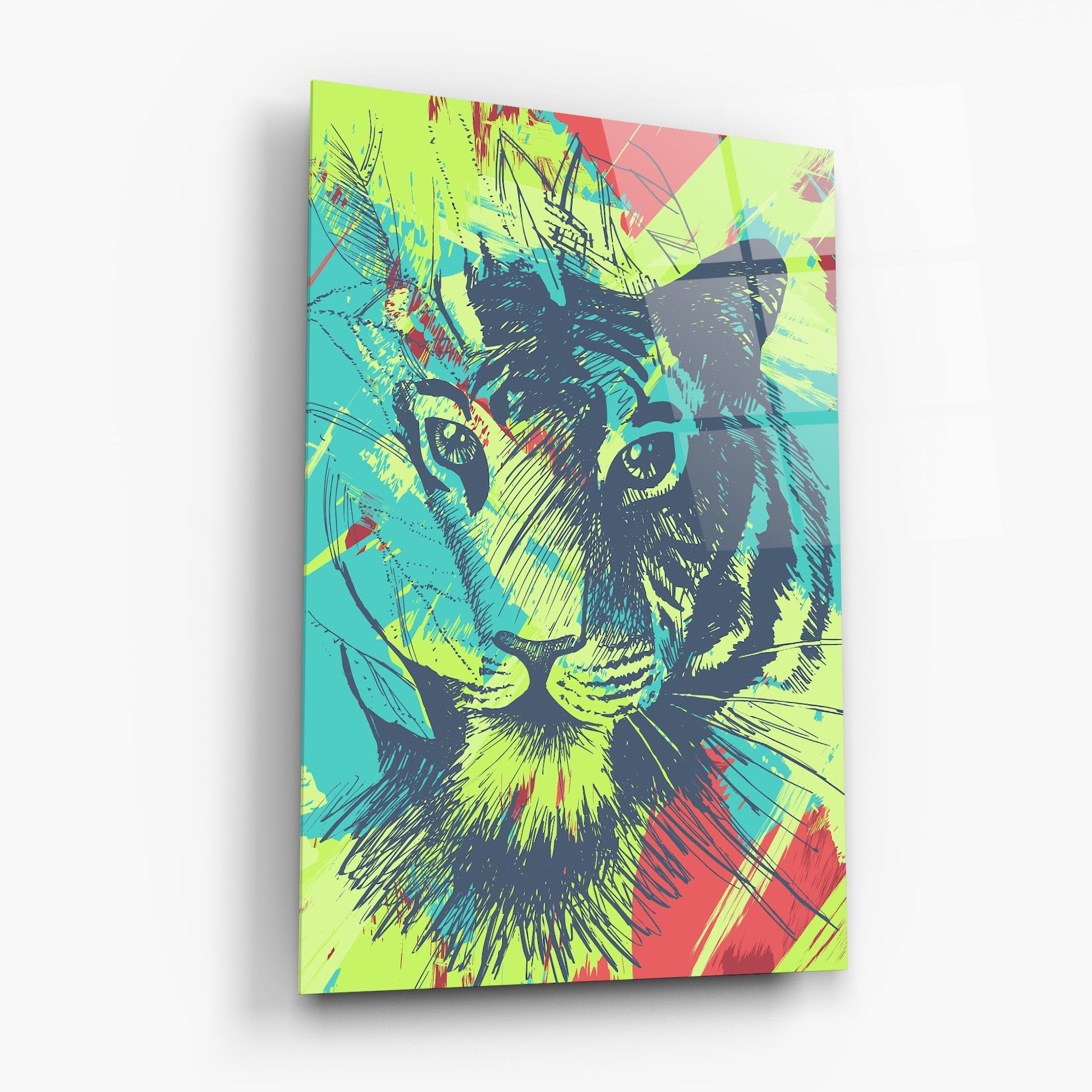 Glasbild Blue Green Tiger mockup 6