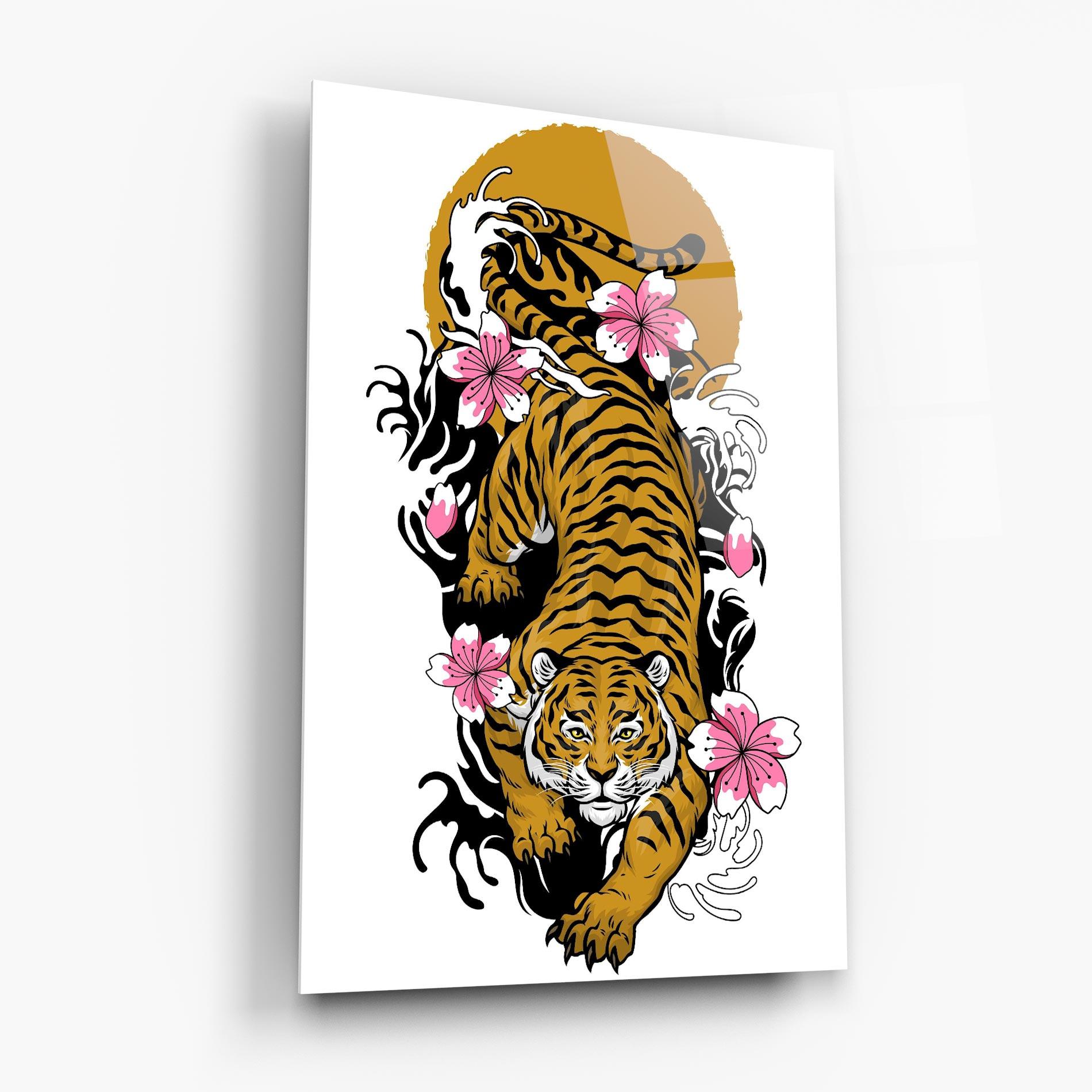 Glasbild Japanese Style Tiger mockup 6